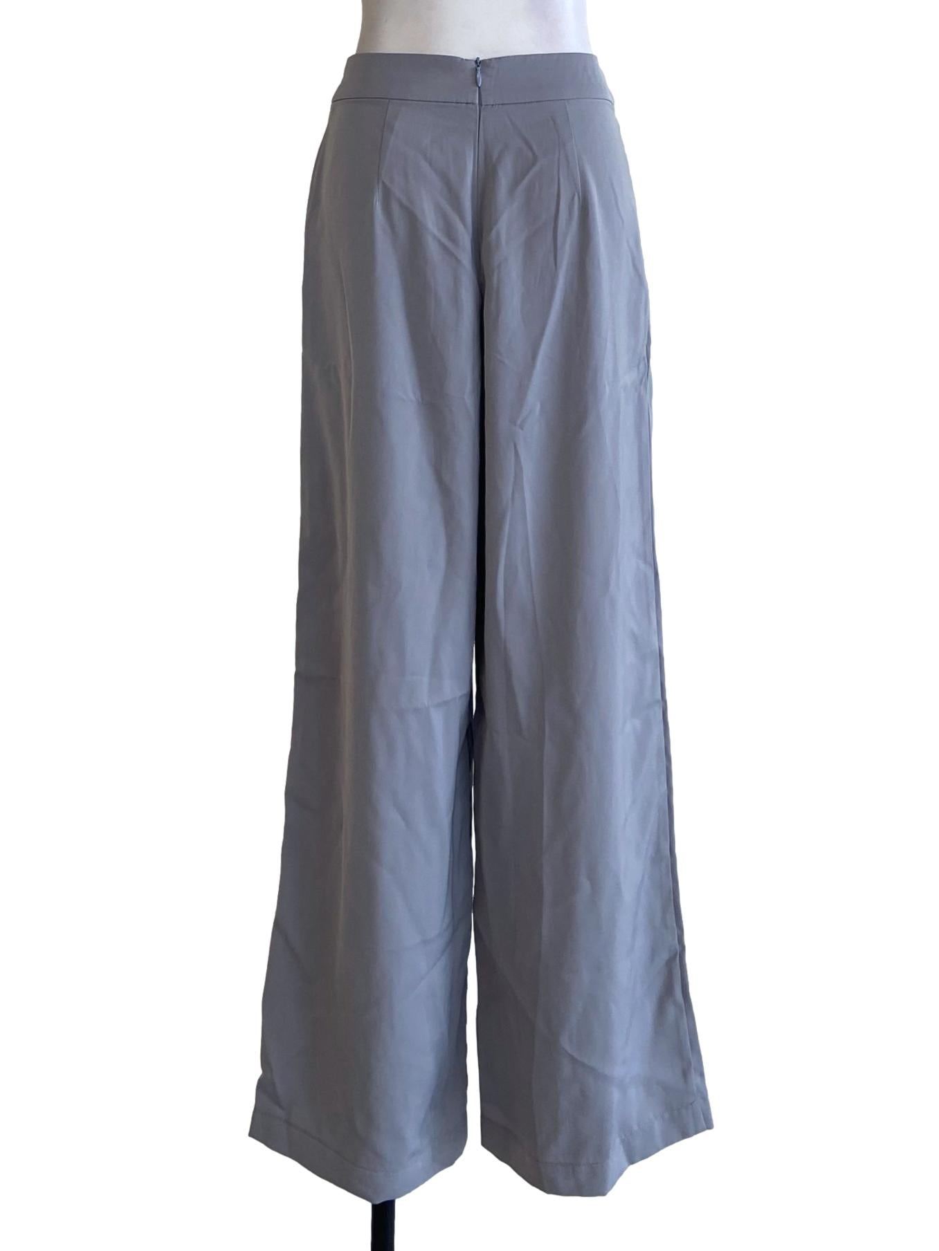 Silver Grey Highwaist Straight Formal Pants
