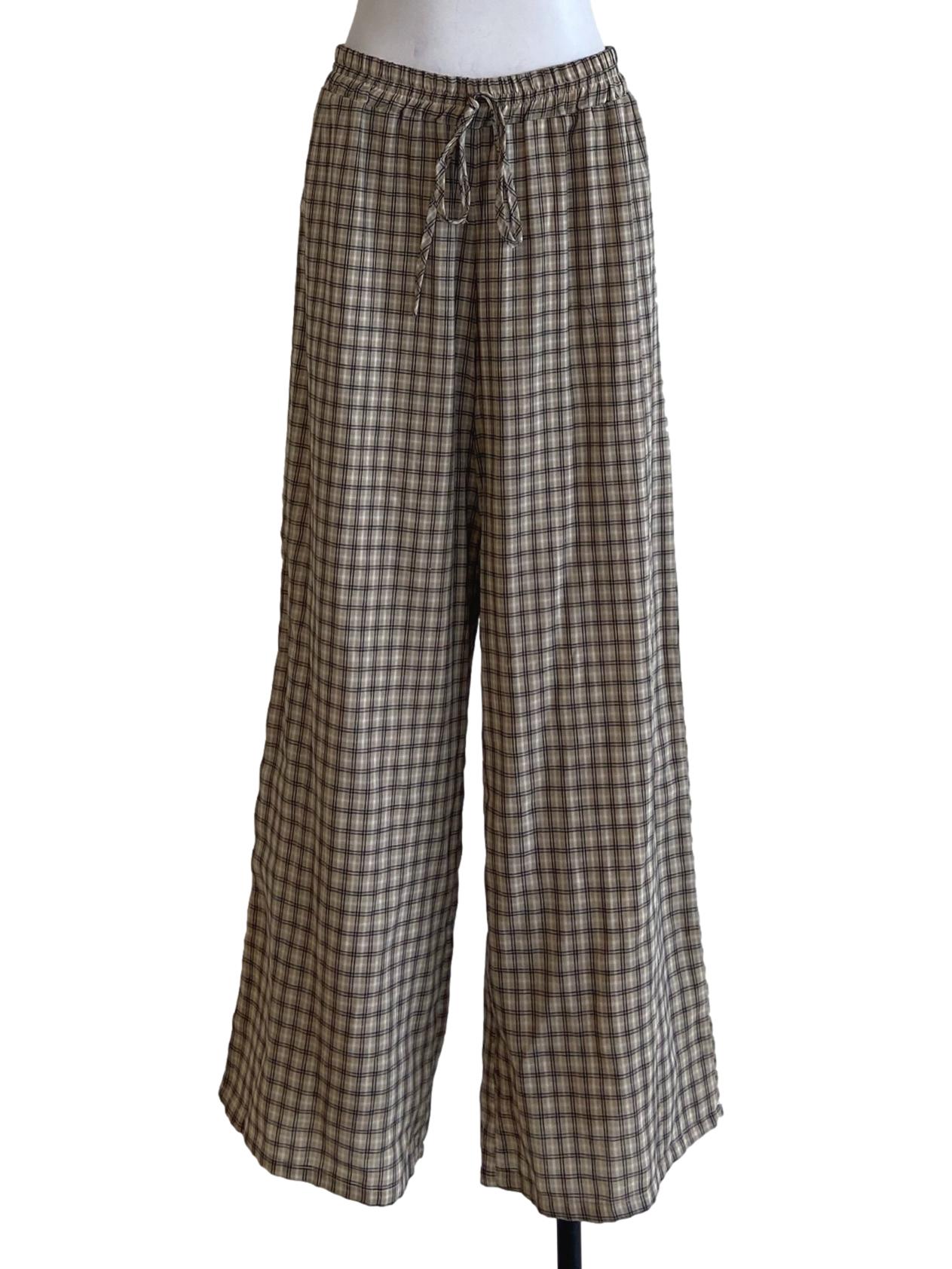 Brown Black Tartan Relaxed Pants