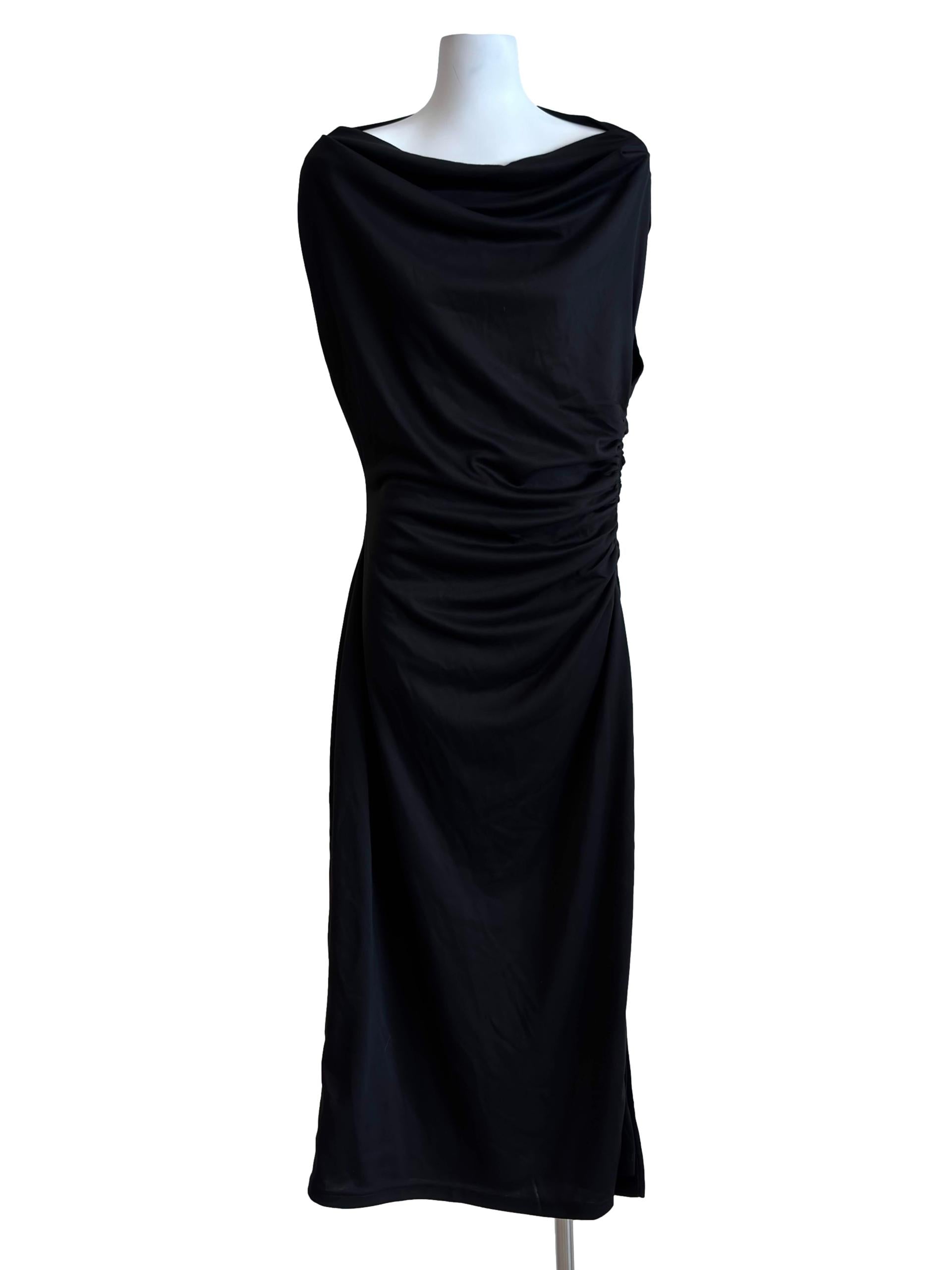 Jet Black Fitted Waist Dress