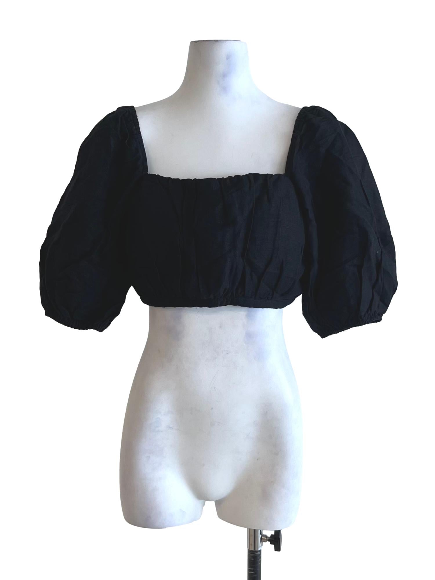 Black Square Neckline Blouse