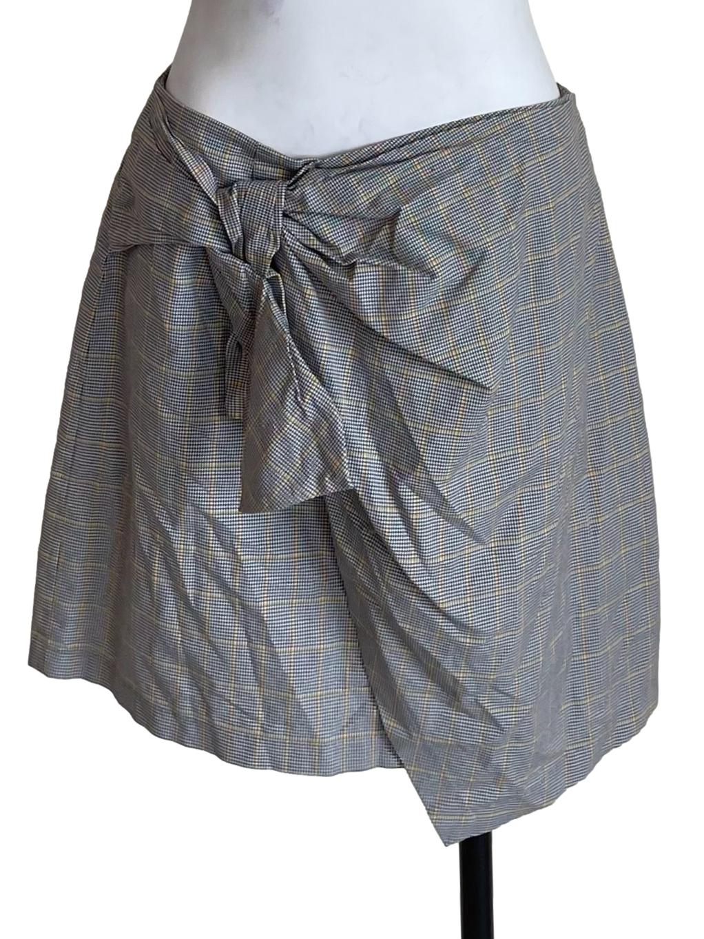 Fossil Grey Houndstooth Knotted Mini Skirt