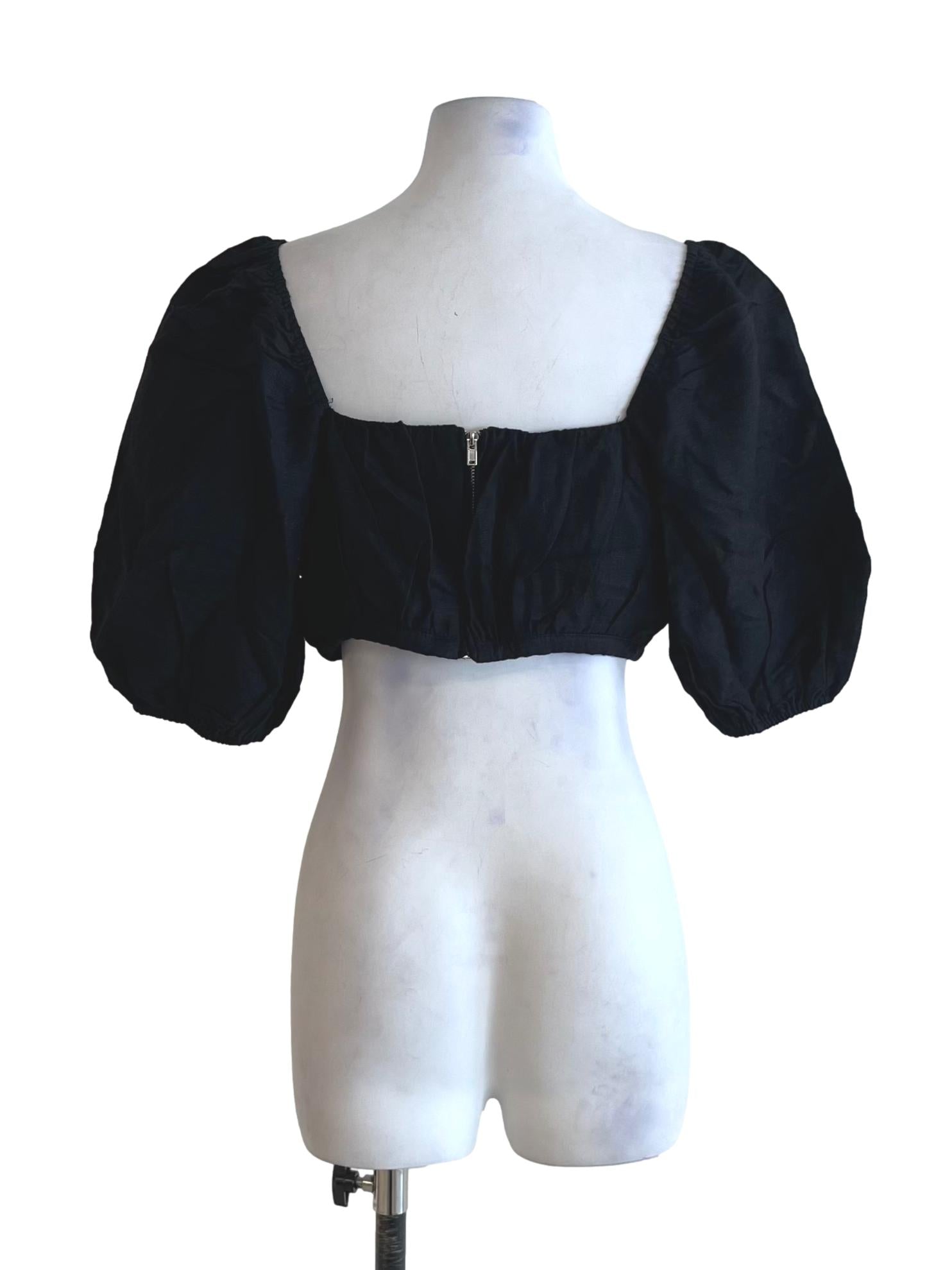Black Square Neckline Blouse