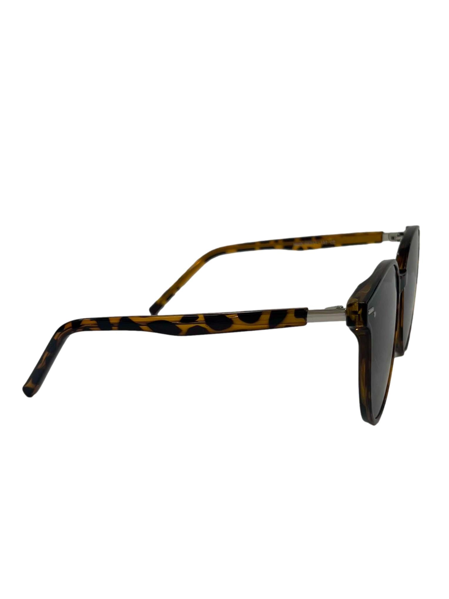 Tortoiseshell Round Plastic Frame Sunglasses