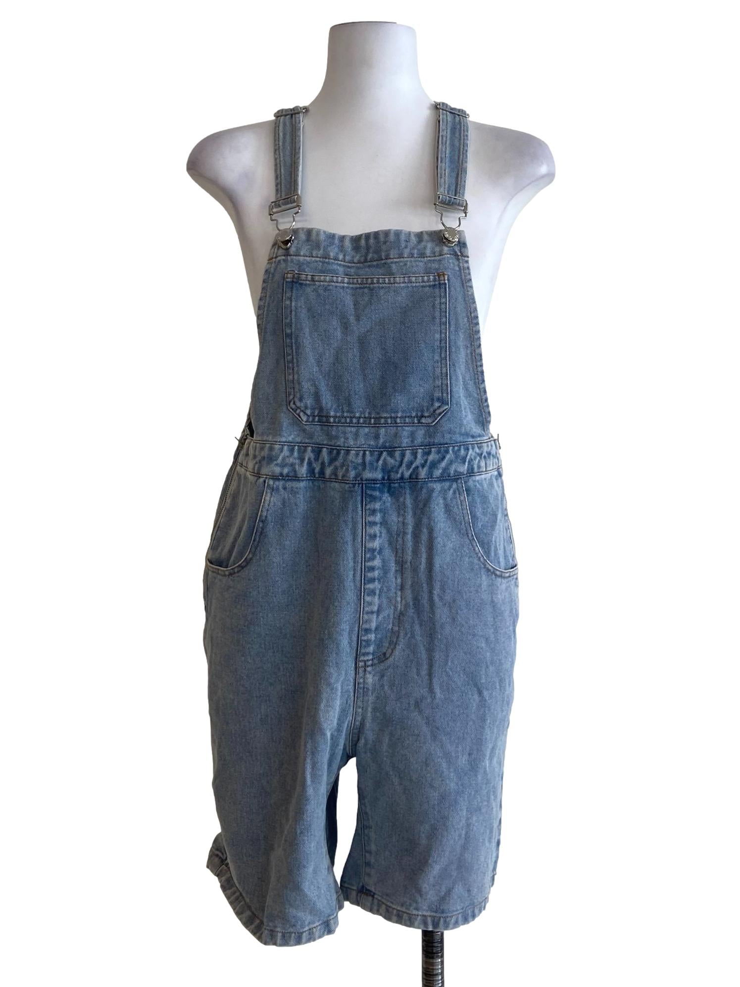 Blue Herringbone Denim Romper