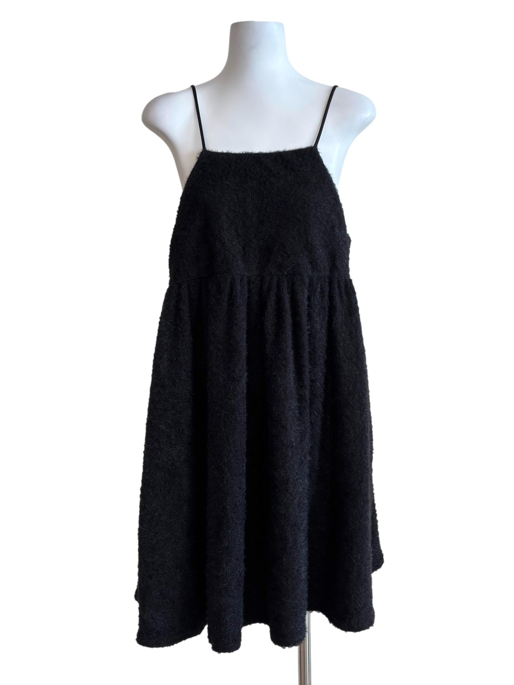 Jet Black Fuzzy Mini Dress