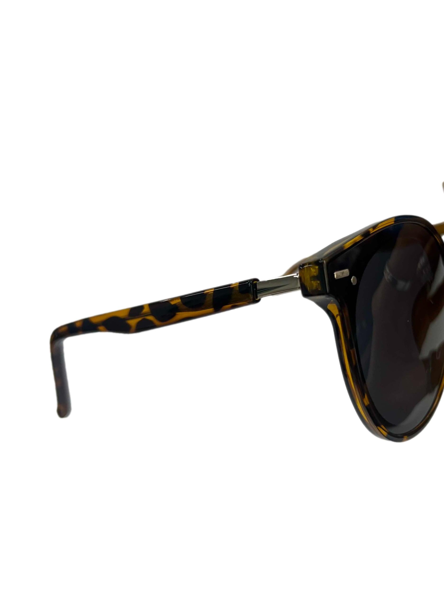 Tortoiseshell Round Plastic Frame Sunglasses