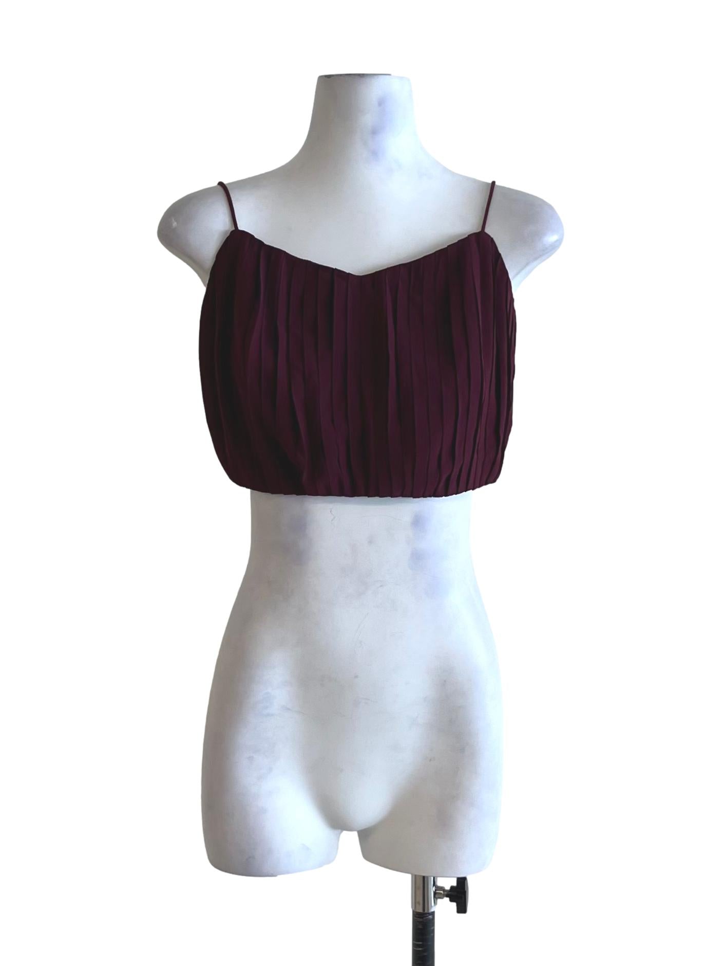 Mulberry Purple Spaghetti Strap Cropped Sleeveless Top
