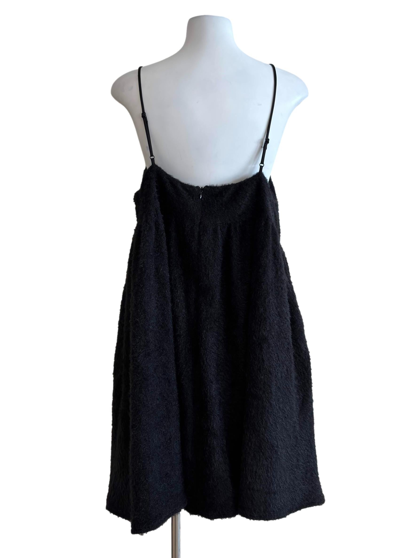 Jet Black Fuzzy Mini Dress