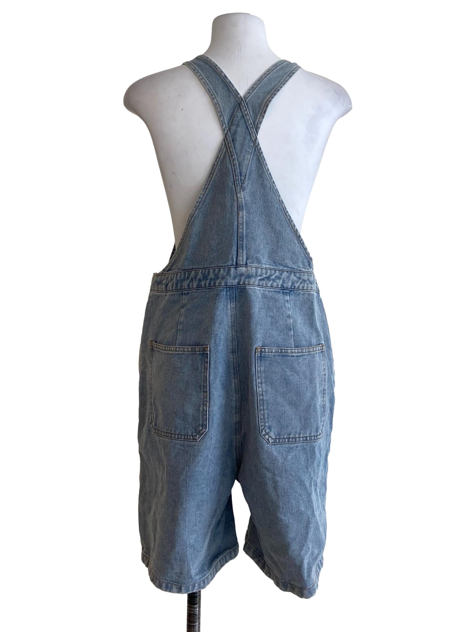 Blue Herringbone Denim Romper