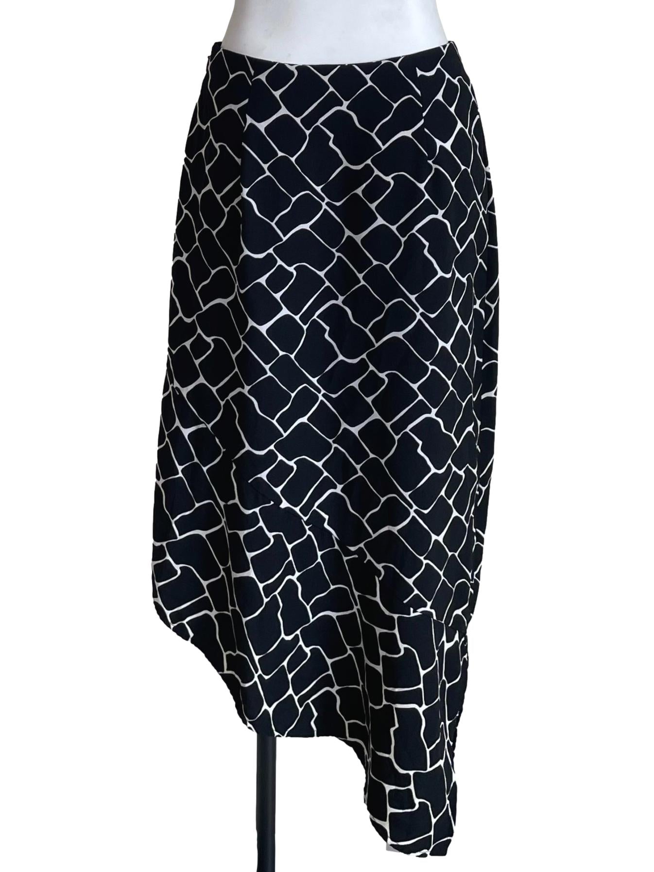 Soot Black Printed Asymmetric Skirt