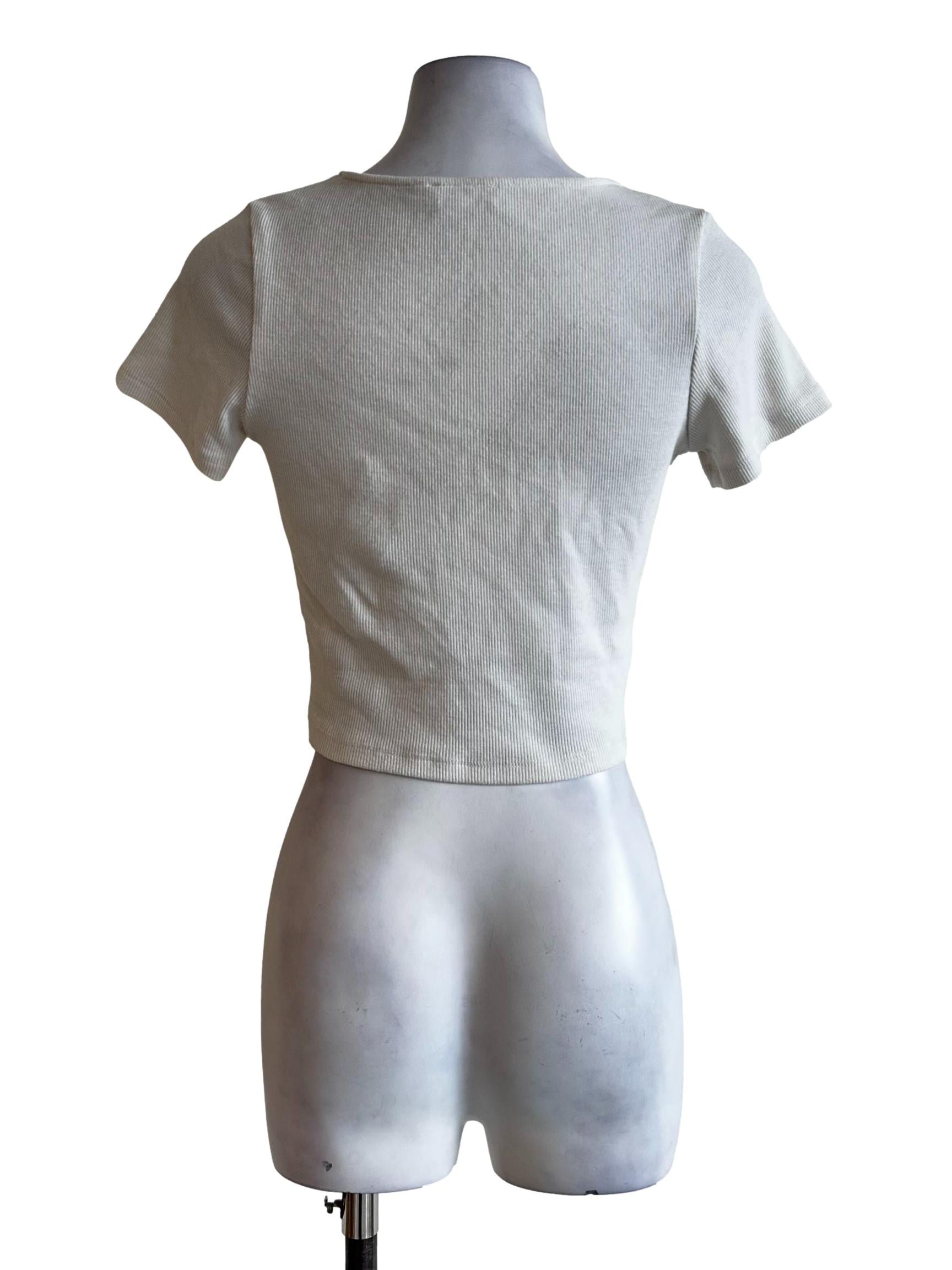 Porcelain White Square Neckline Crop Top