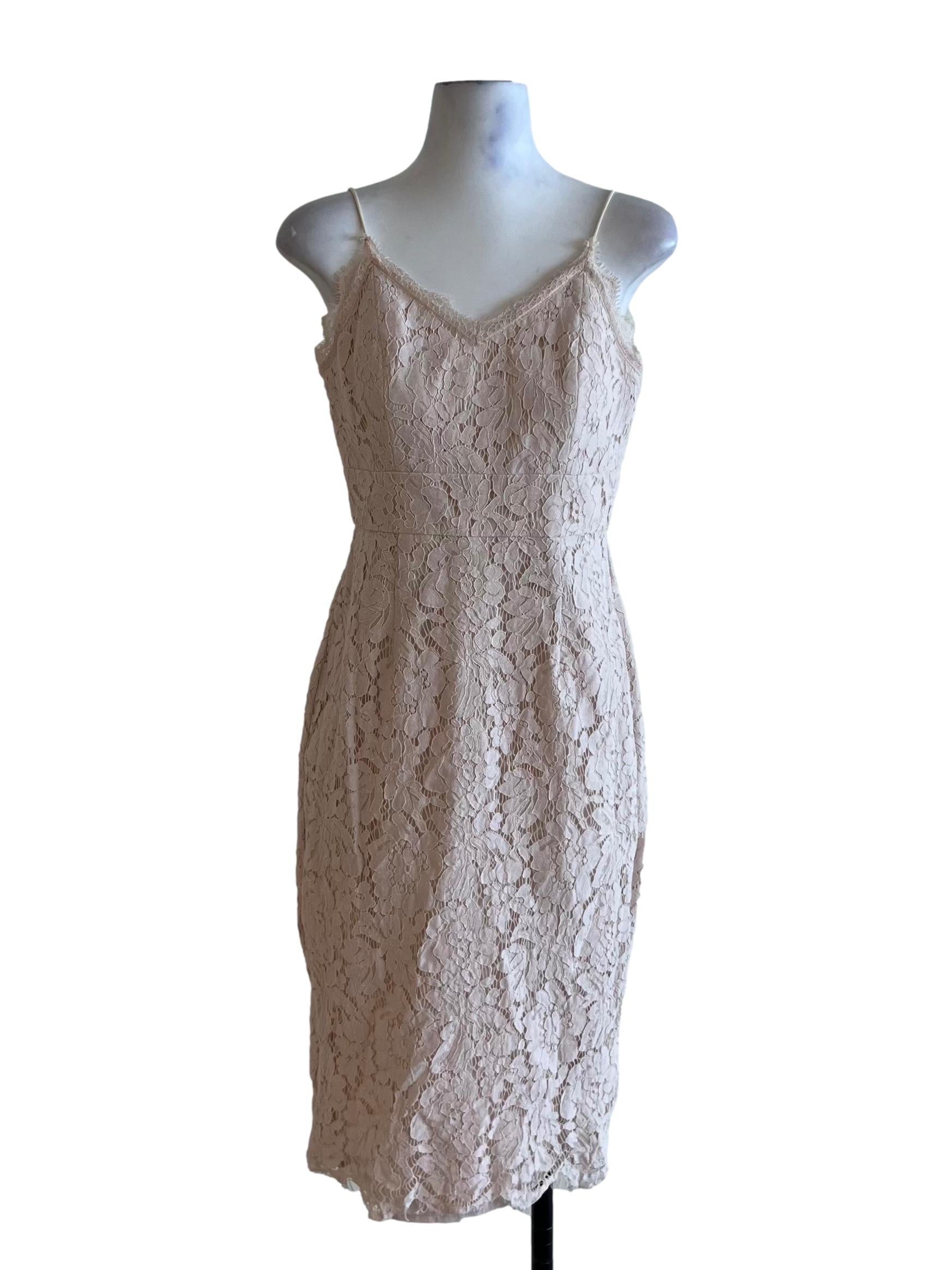 Blush Pink Lace A-Line Dress
