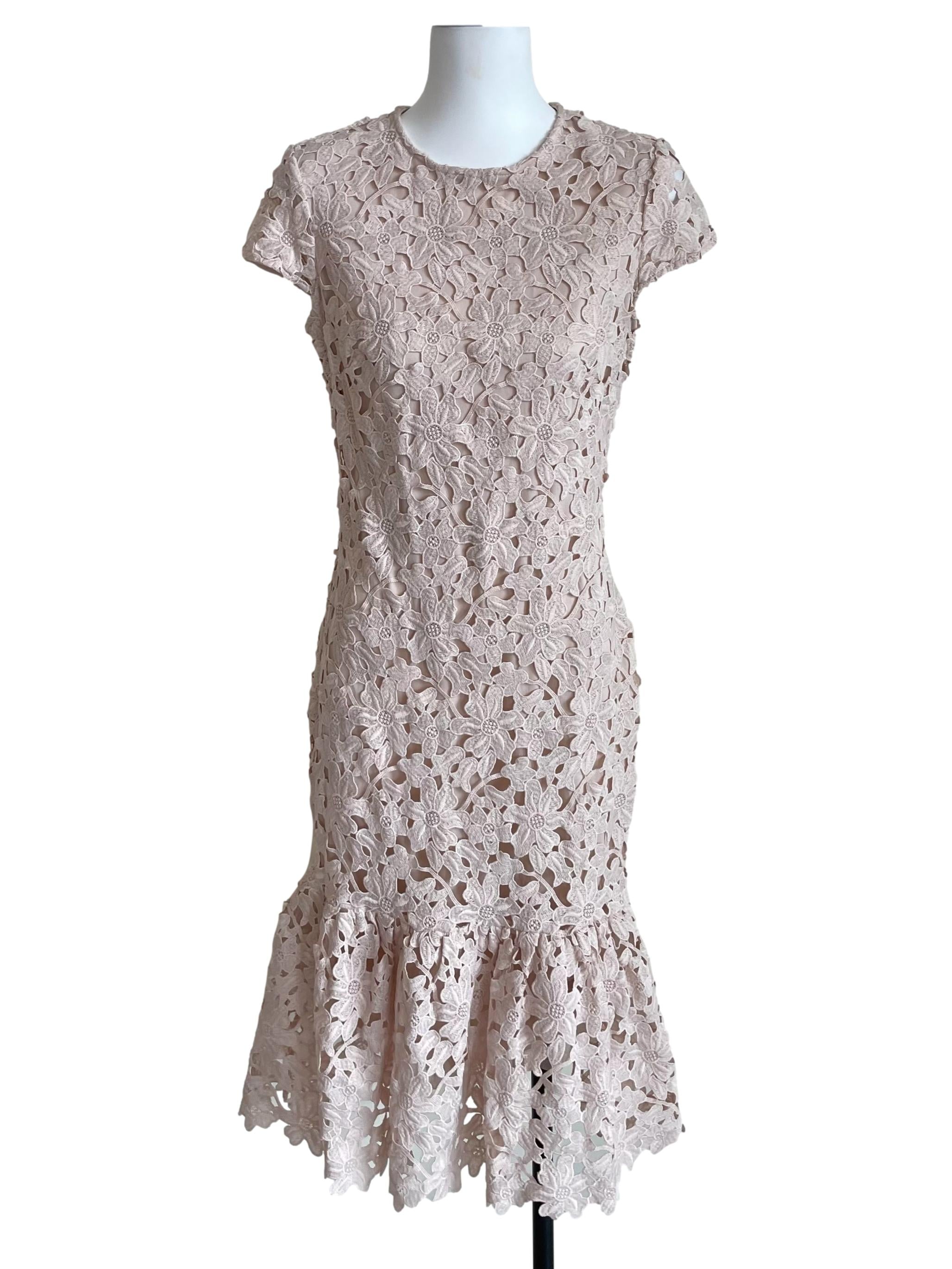 Lace White Embroidery Drop Waist Dress