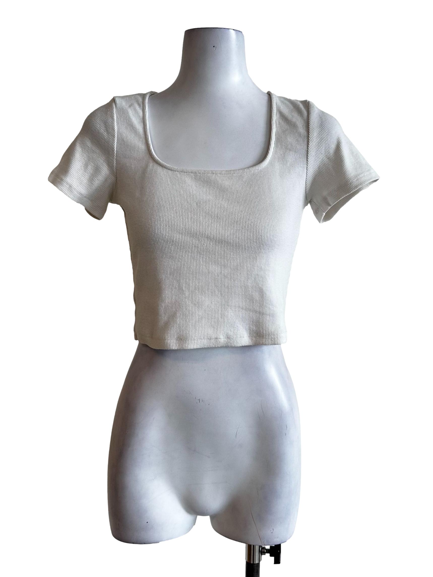 Porcelain White Square Neckline Crop Top