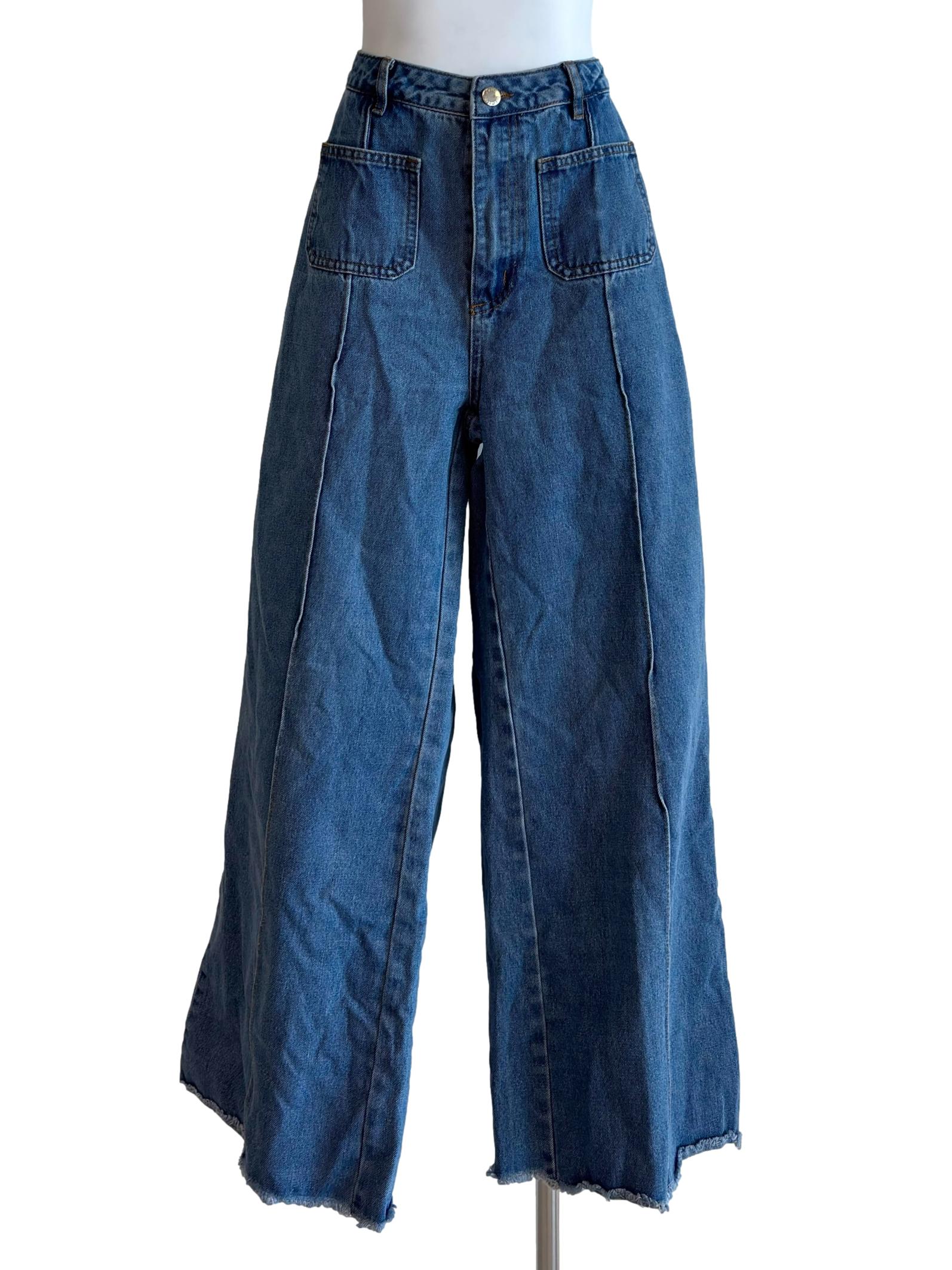 Denim Blue Raw Hem Jeans