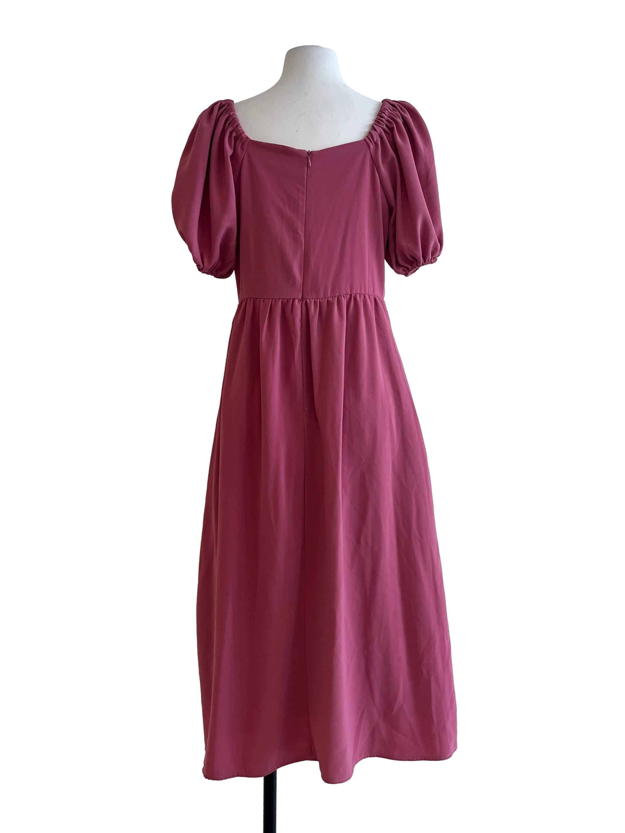Candy Pink Puff Sleeve Dress