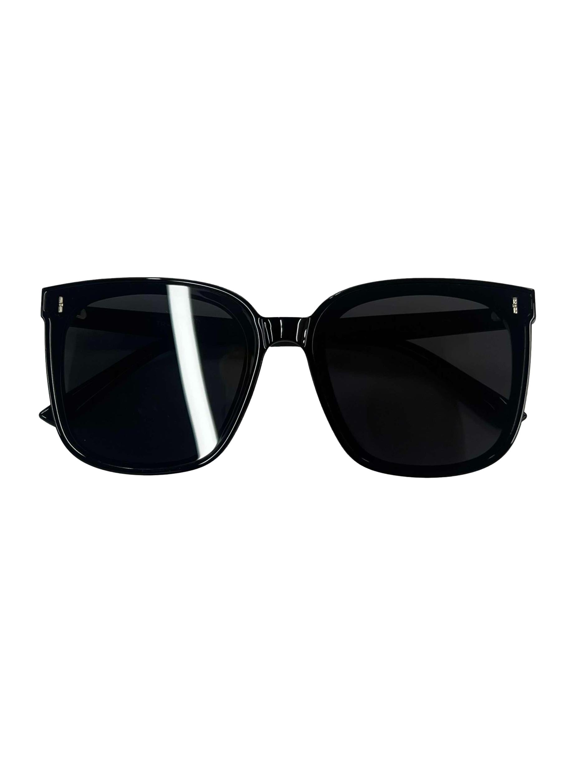 All Black Square Plastic Frame Sunglasses