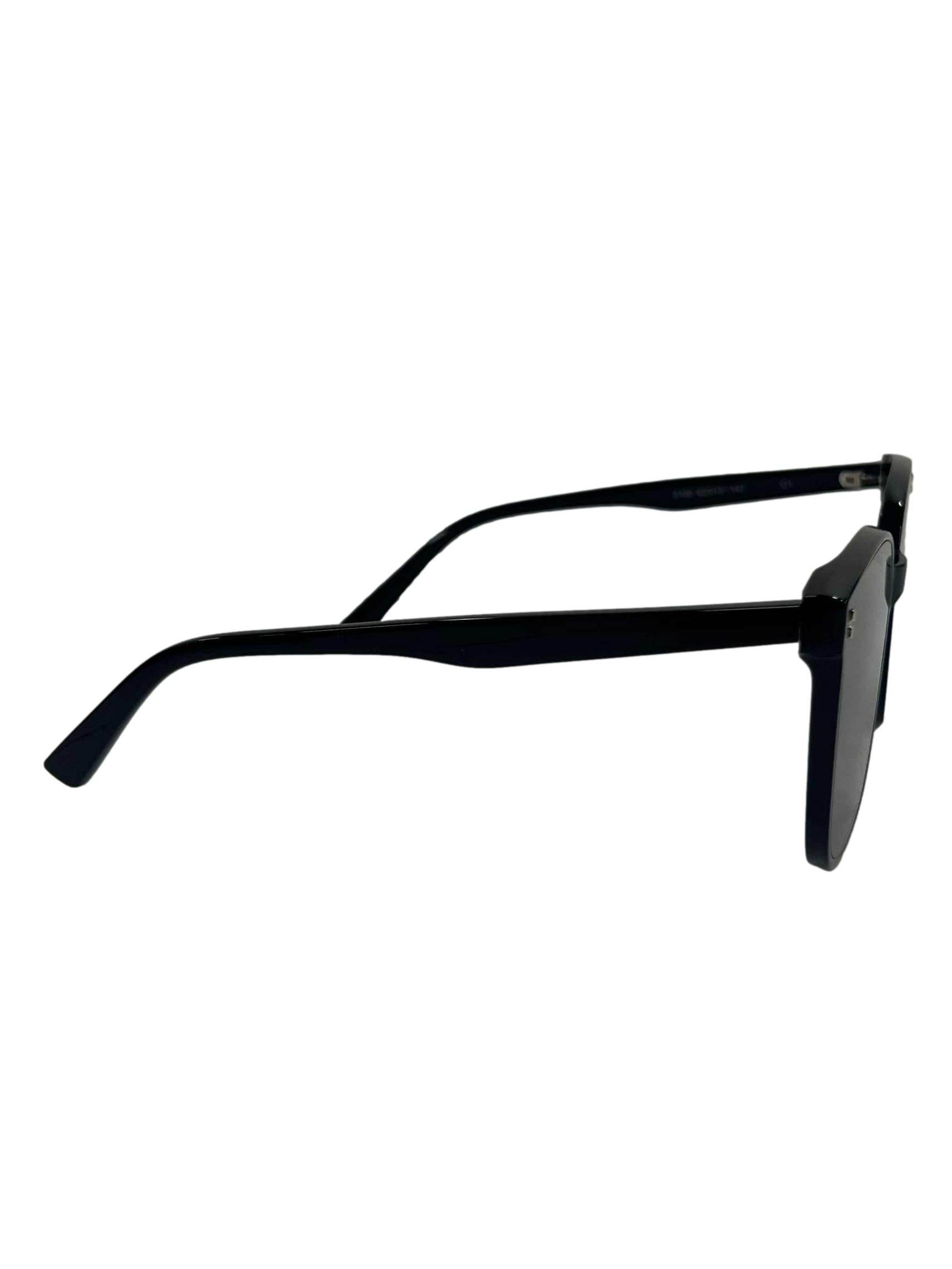 All Black Square Plastic Frame Sunglasses