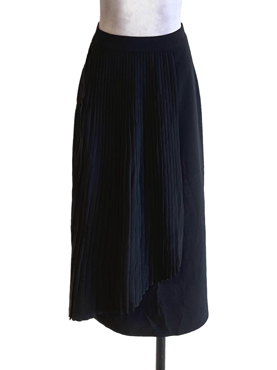 Midnight Black Pleated Long Skirt