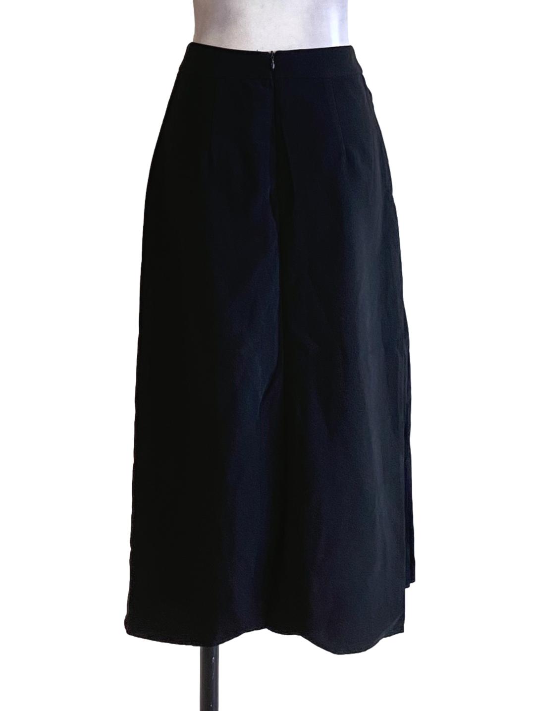Midnight Black Pleated Long Skirt