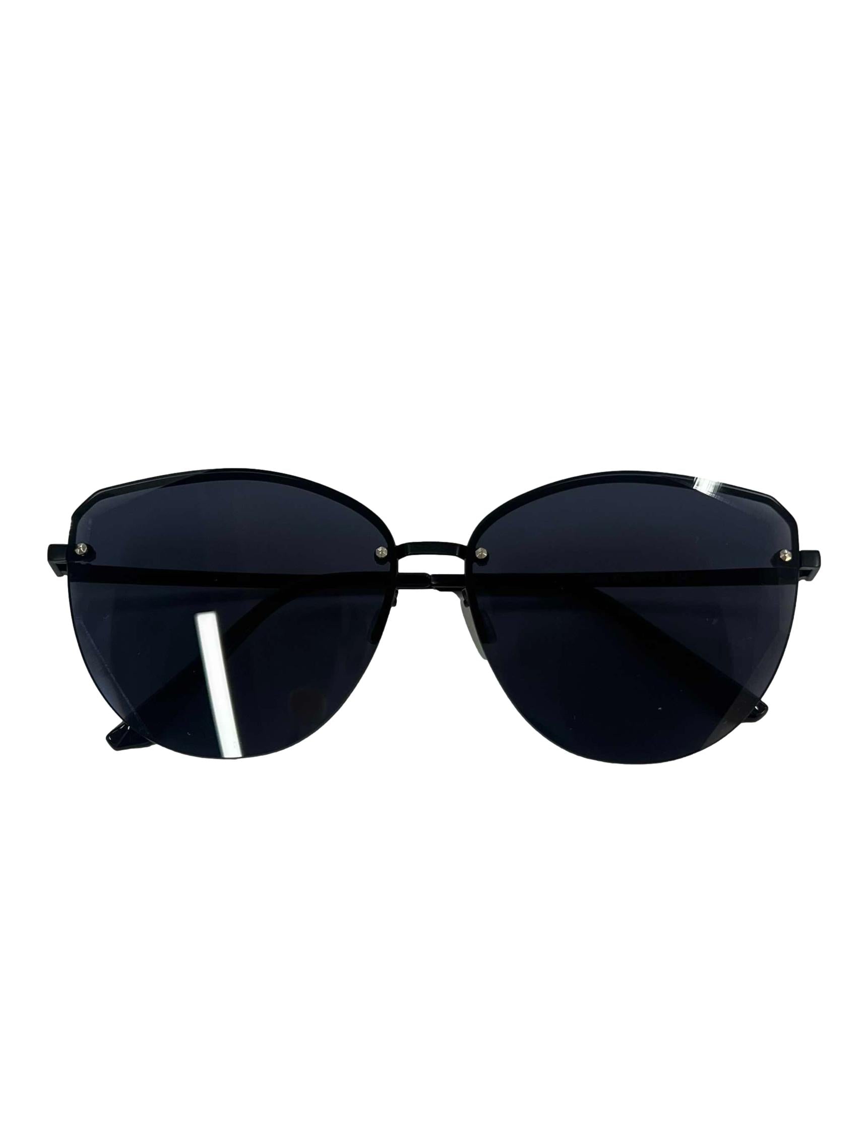Black Frameless Metal Sunglasses