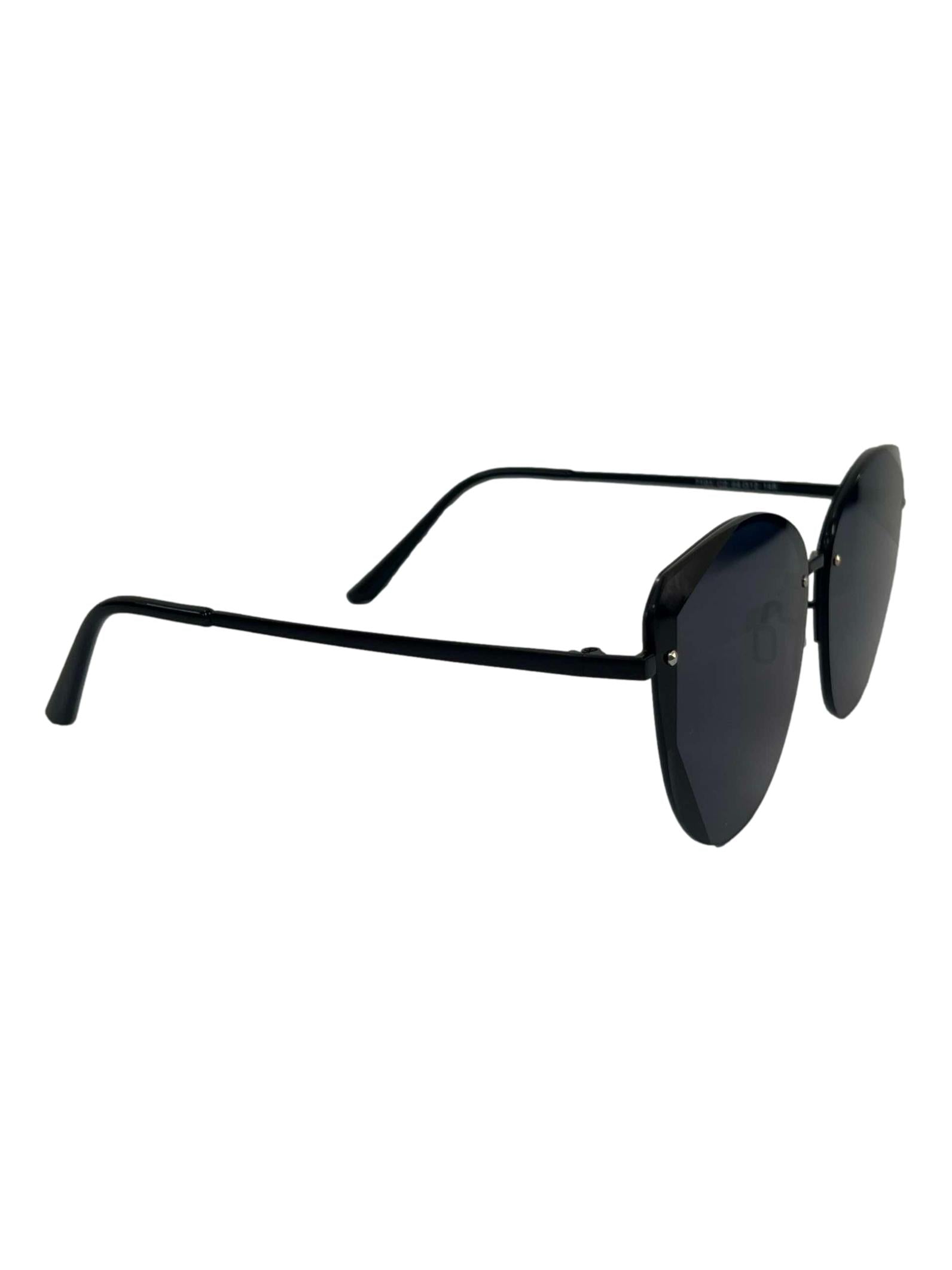 Black Frameless Metal Sunglasses