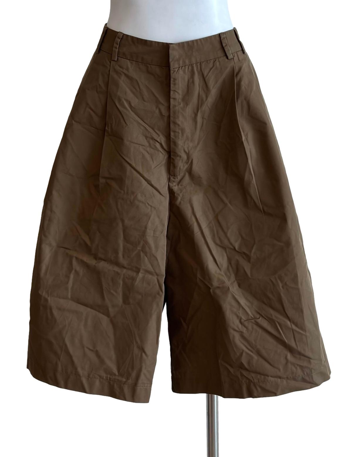 Dark Khaki Wide Bermuda Shorts