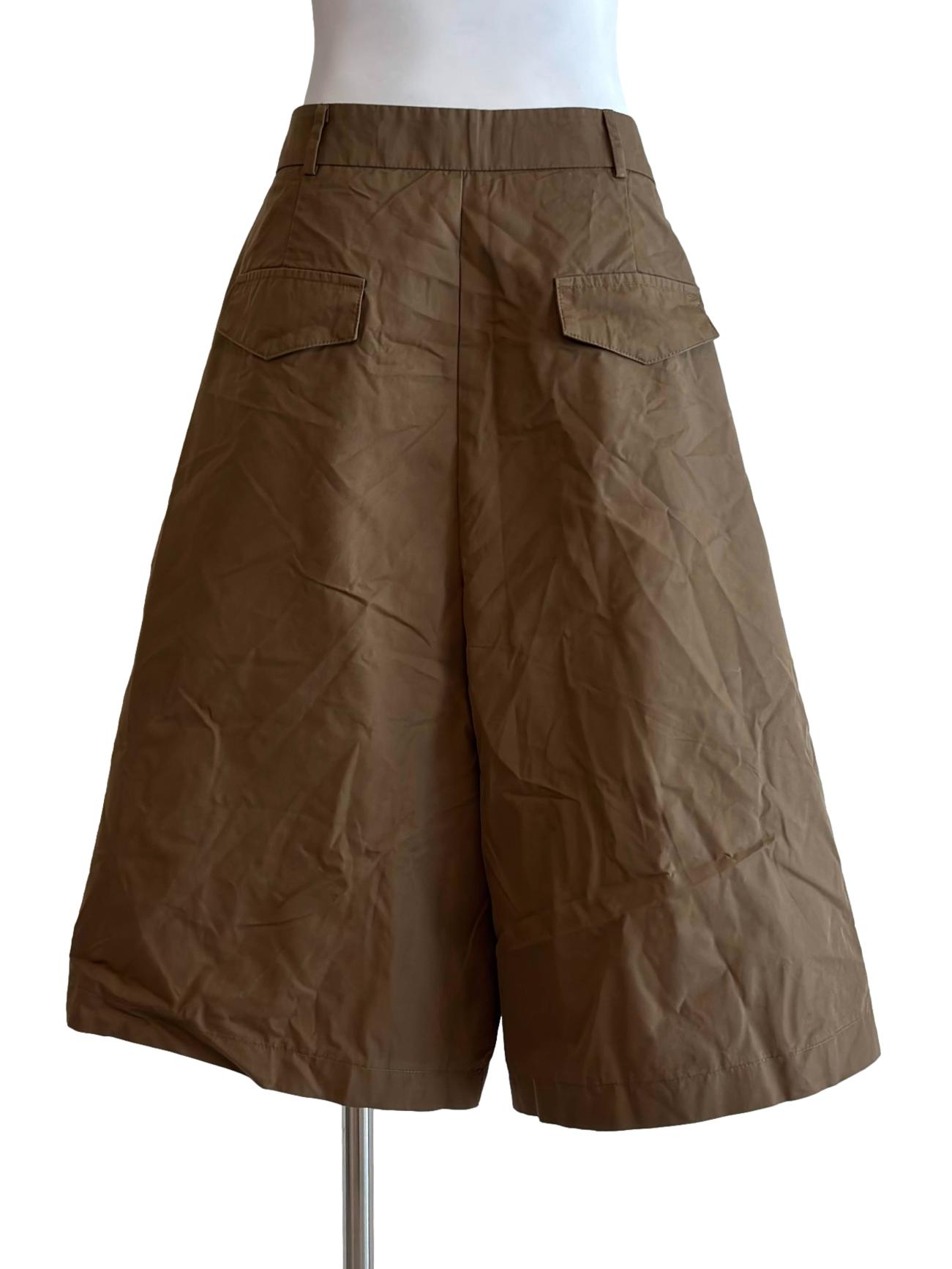 Dark Khaki Wide Bermuda Shorts