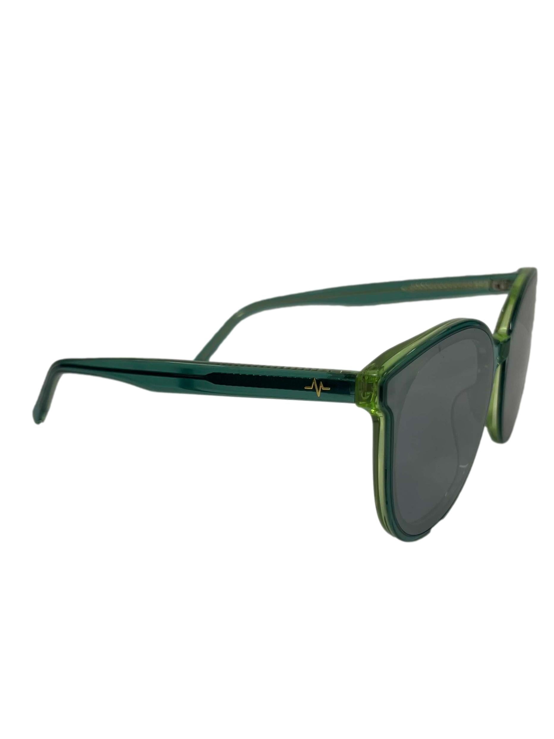 Green Round Plastic Frame Sunglasses