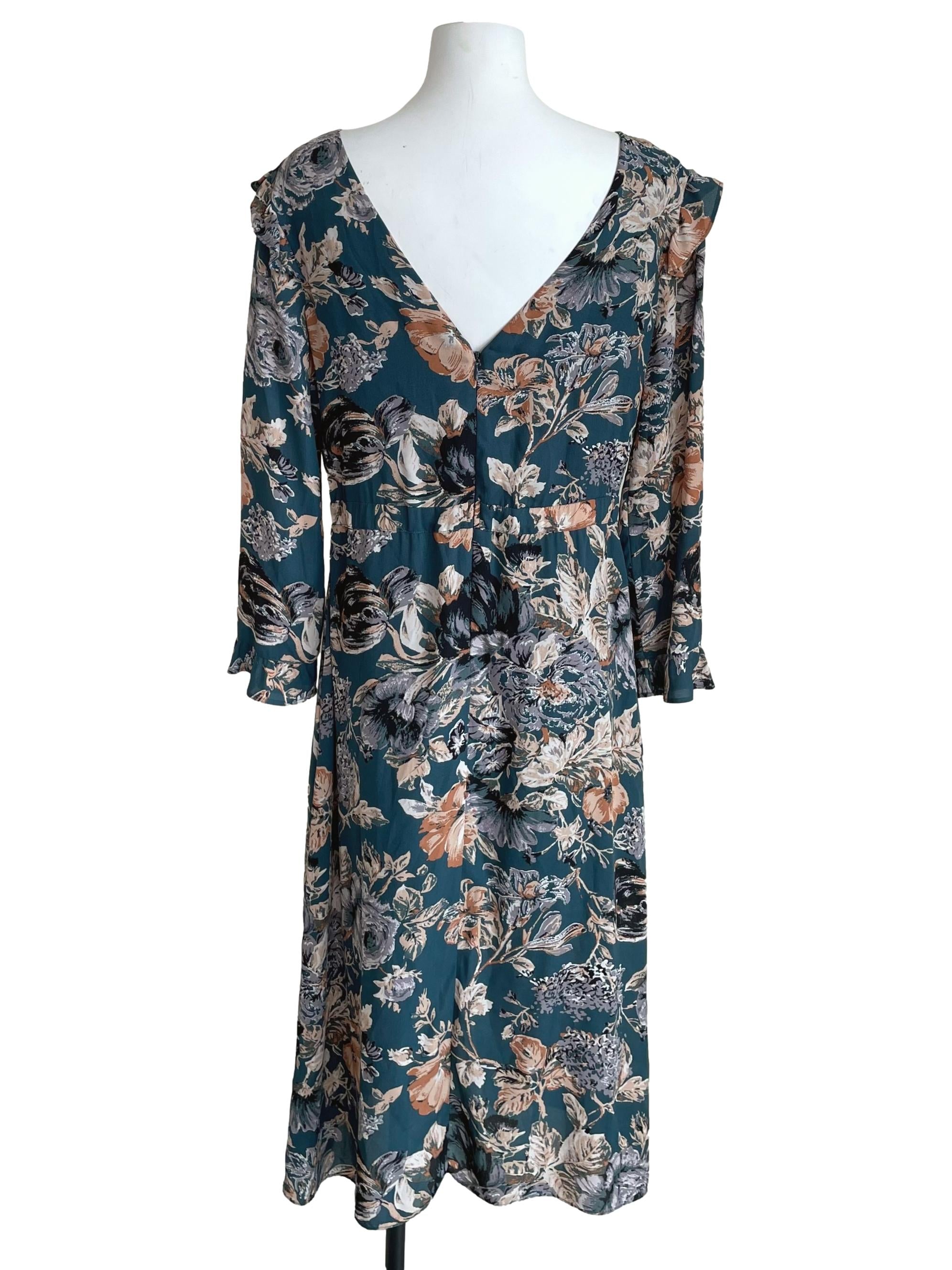 Ocean Blue Floral Slit Dress