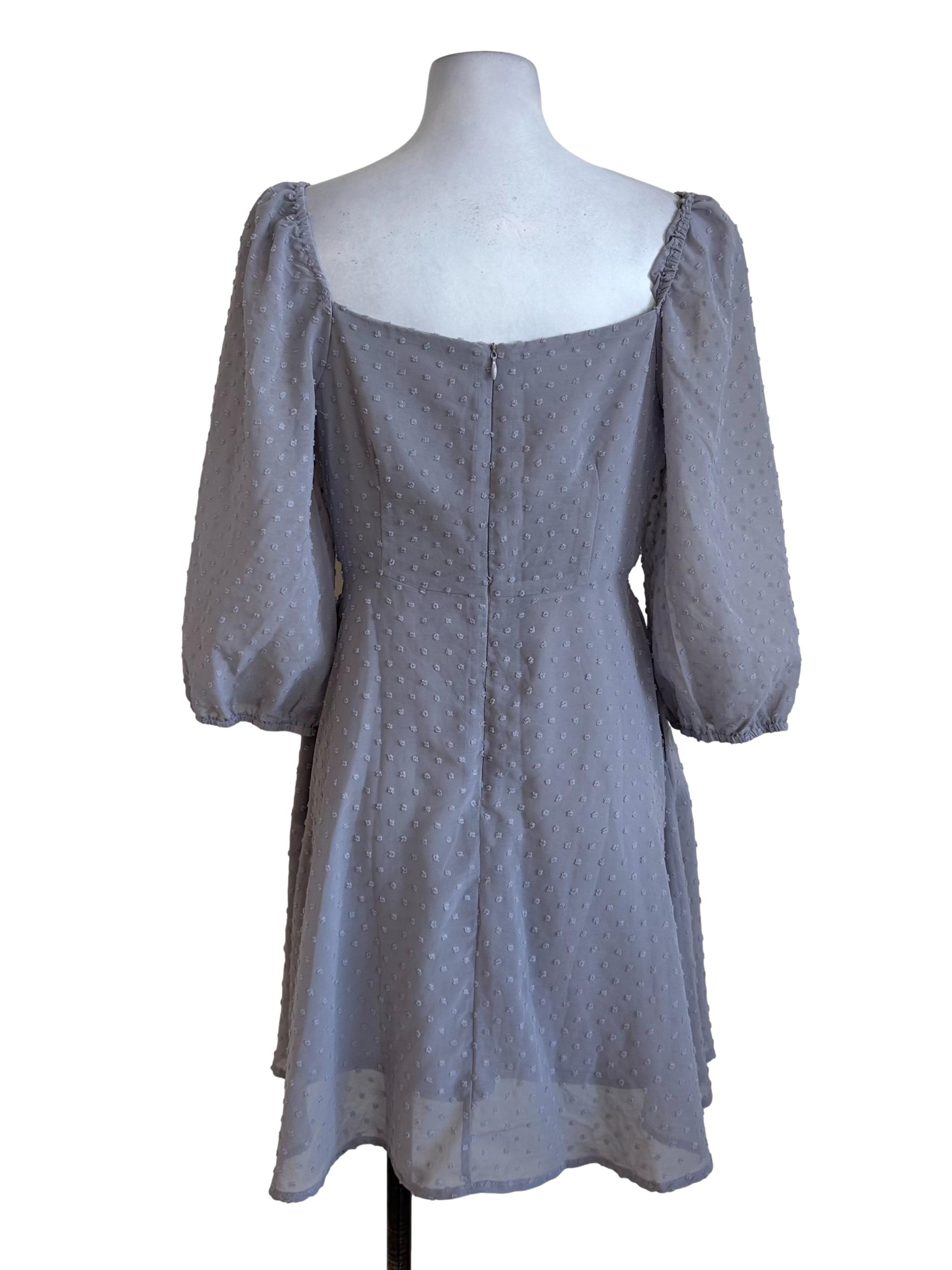 Light Grey Textured Button Dress