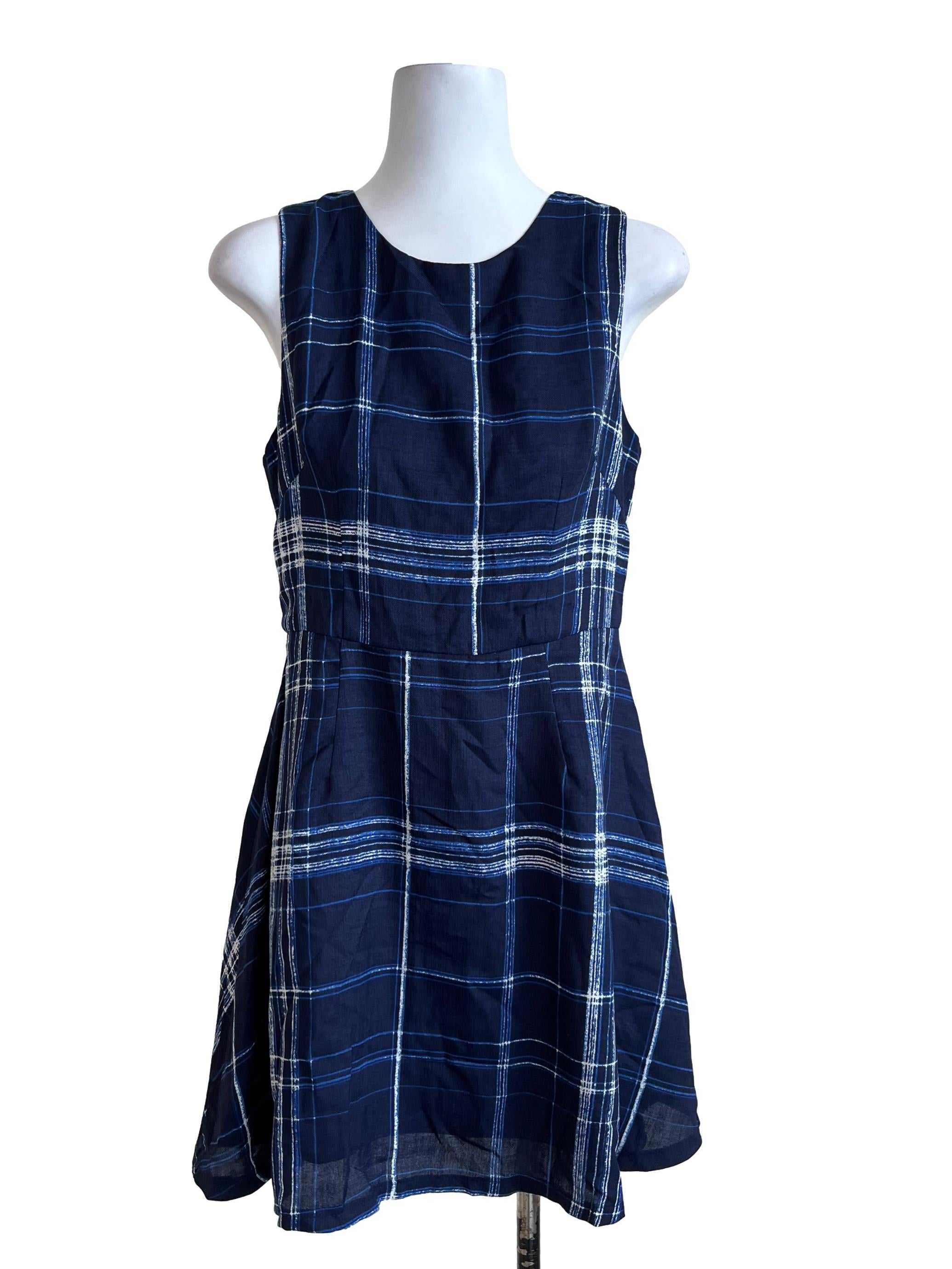 Blue Pattern Sleeveless Dress