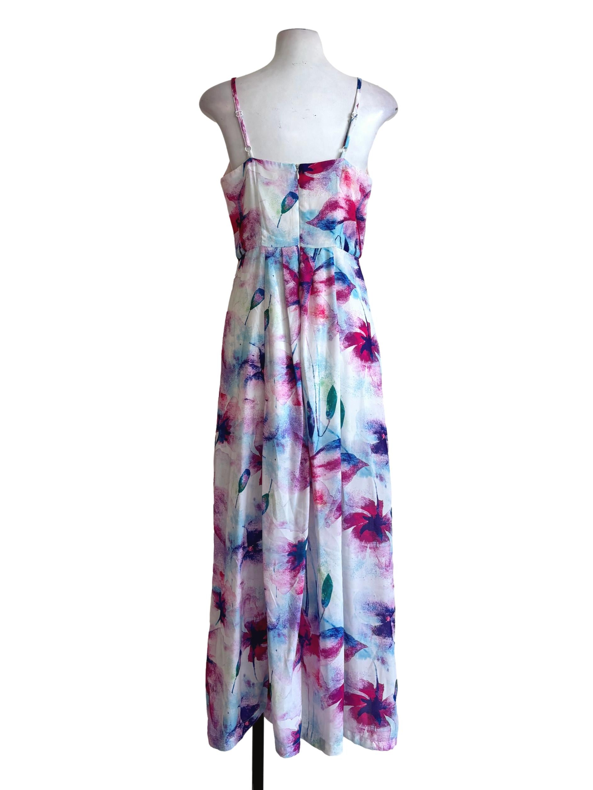 Colourful Printed Spaghetti Strap Flare Dress