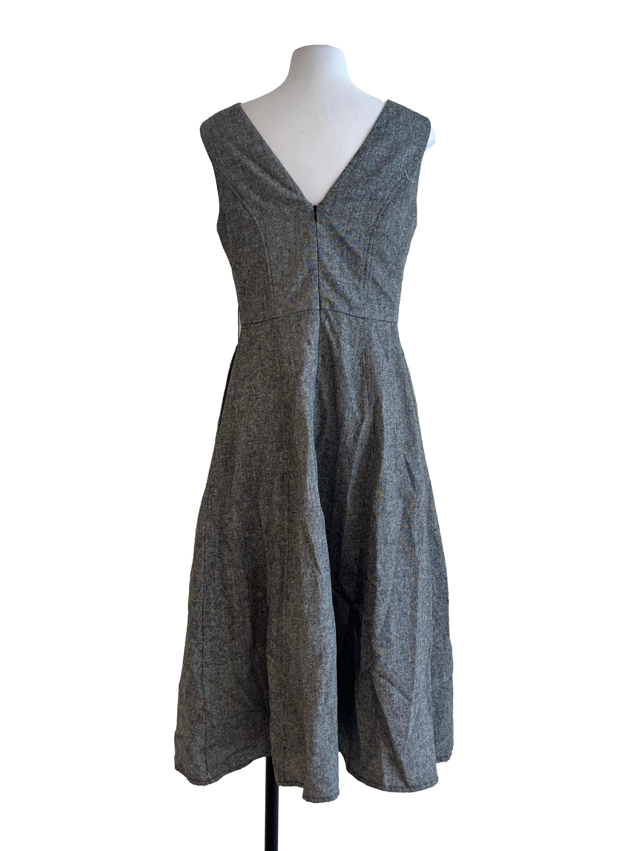 Dove Grey V-Neck Sleeveless Dress