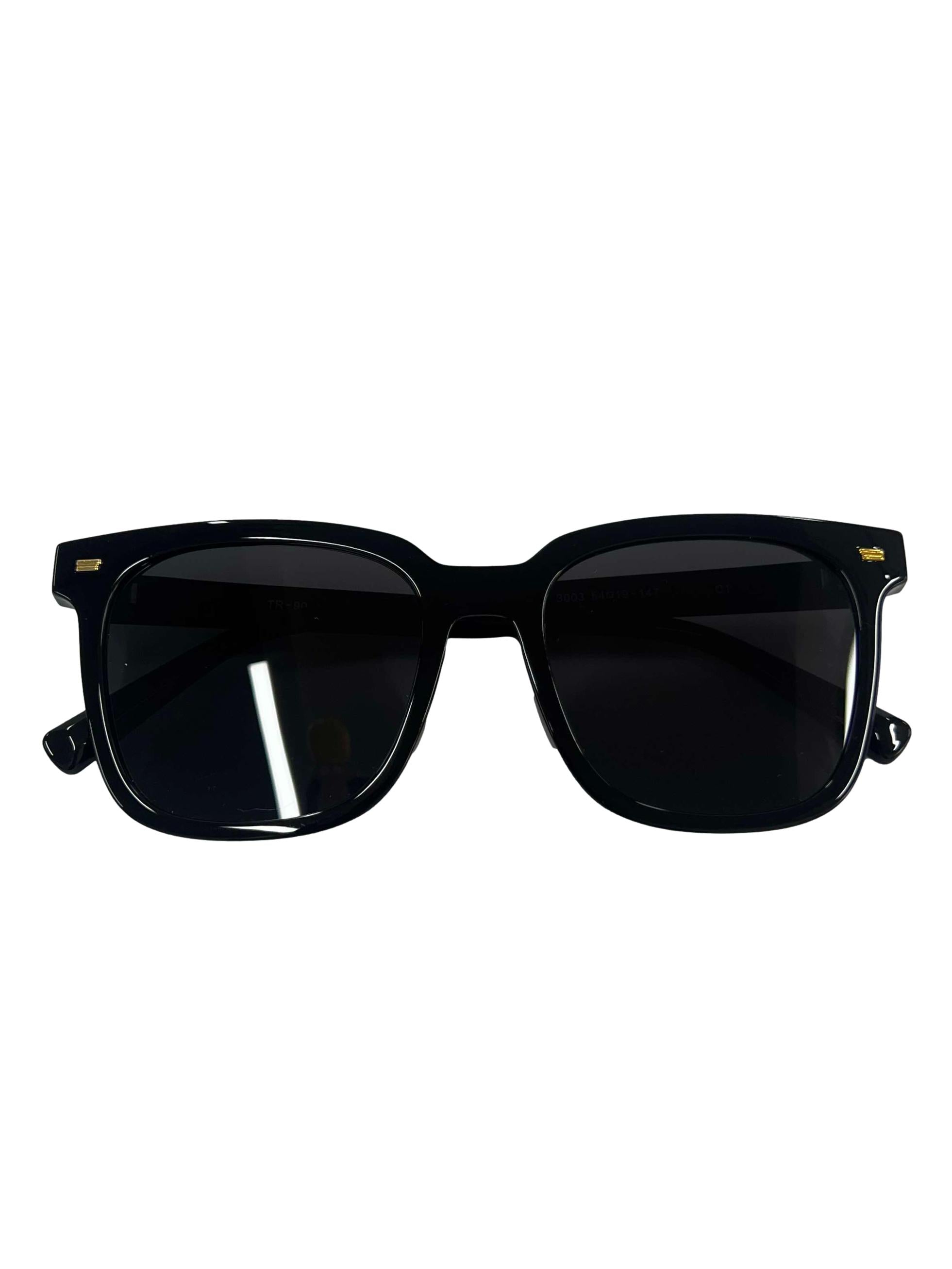 Black Gold Accent Square Frame Sunglasses