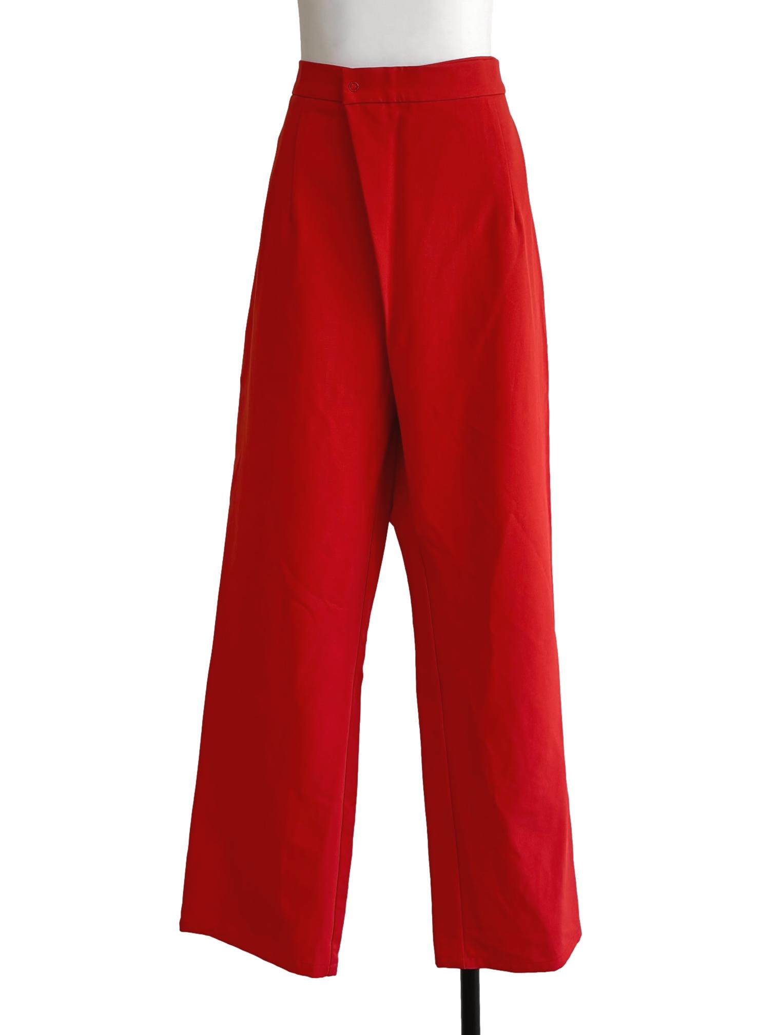 Vermillion Red Side Button Pants LB
