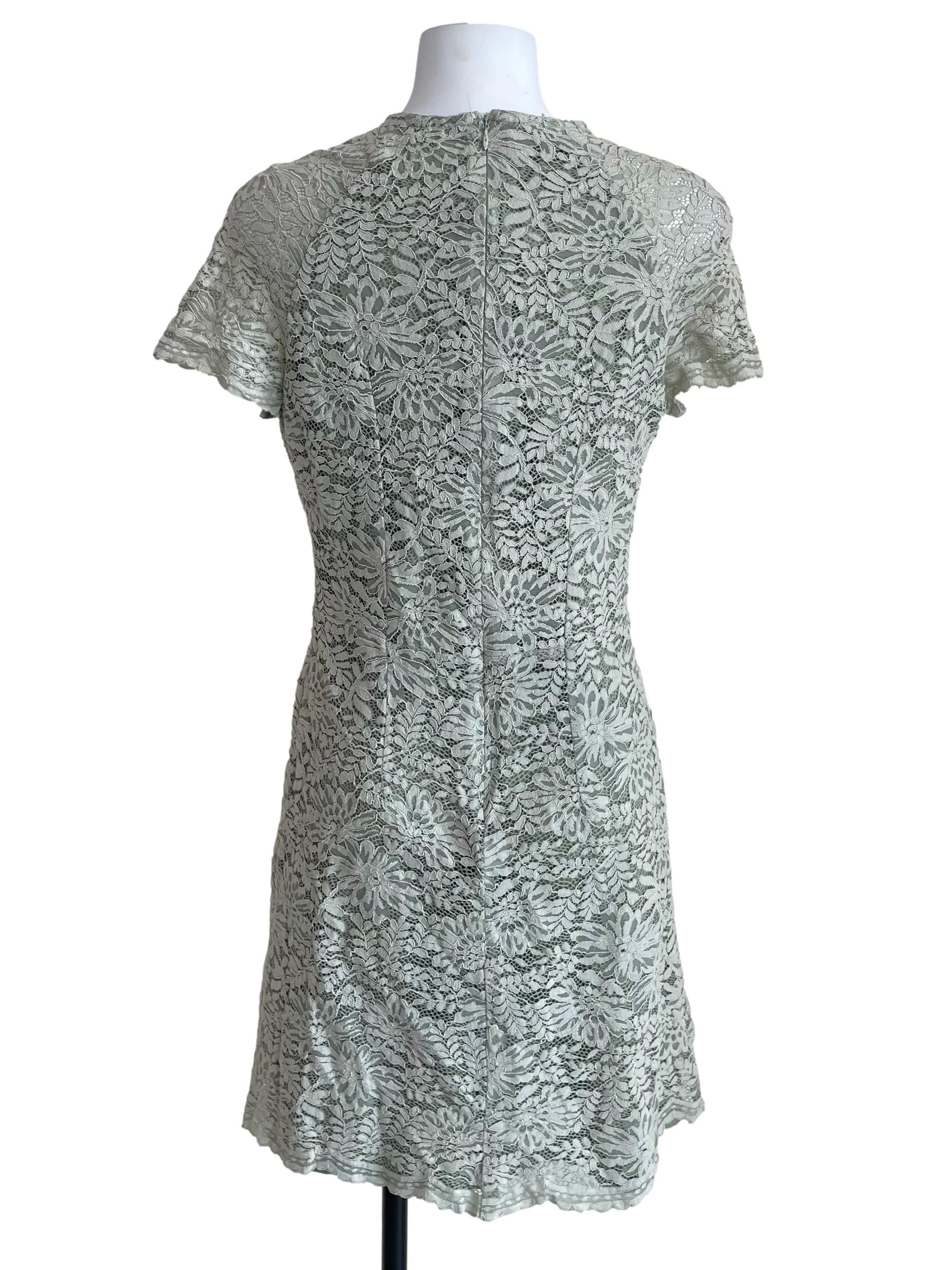 Light Green Lace Short Sleeves Dress