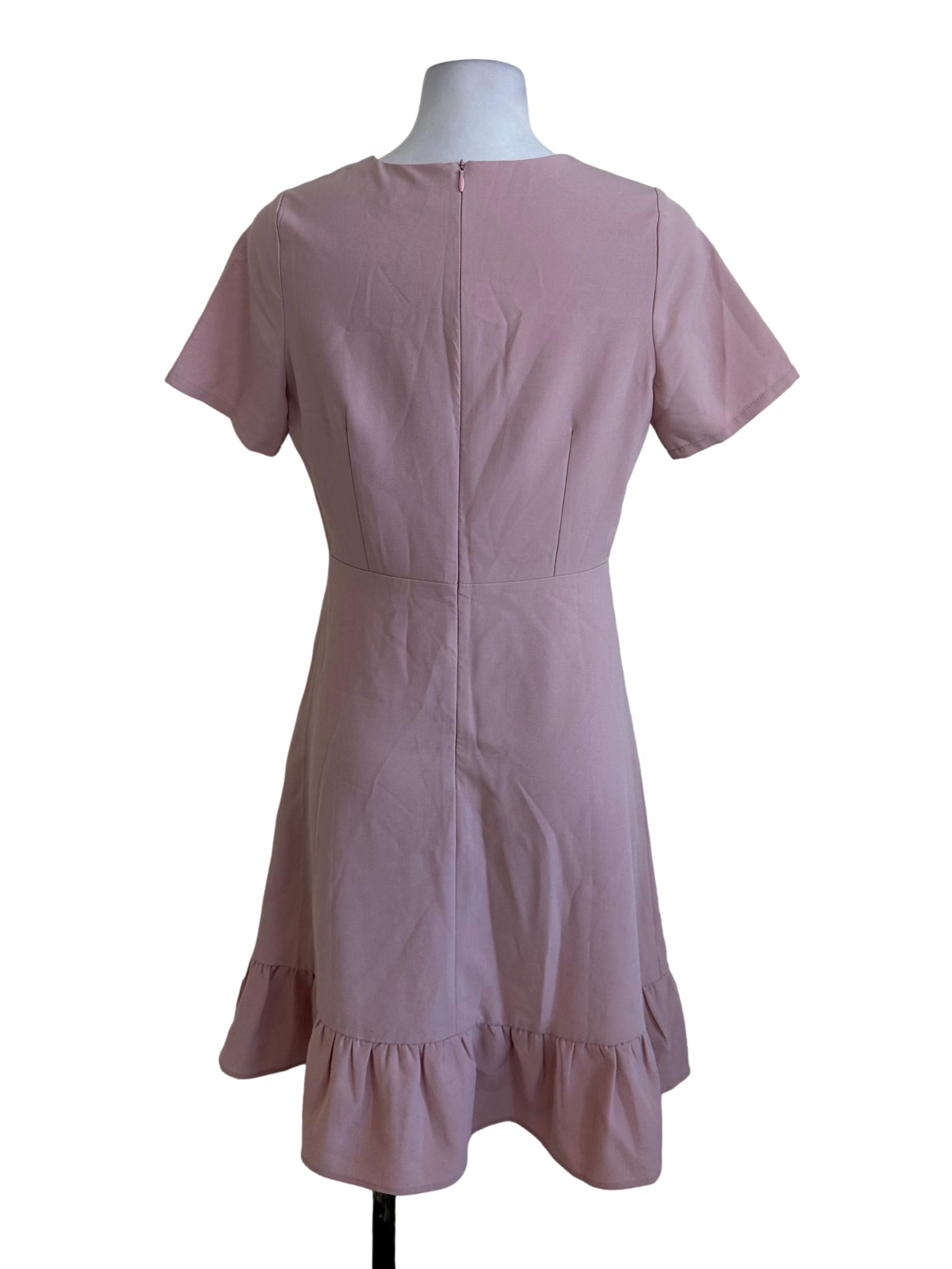 Dusty Pink Ruffle Short Sleeve Dress
