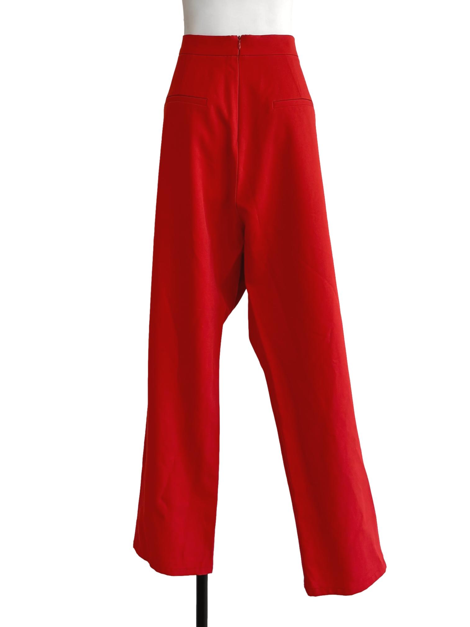 Vermillion Red Side Button Pants LB