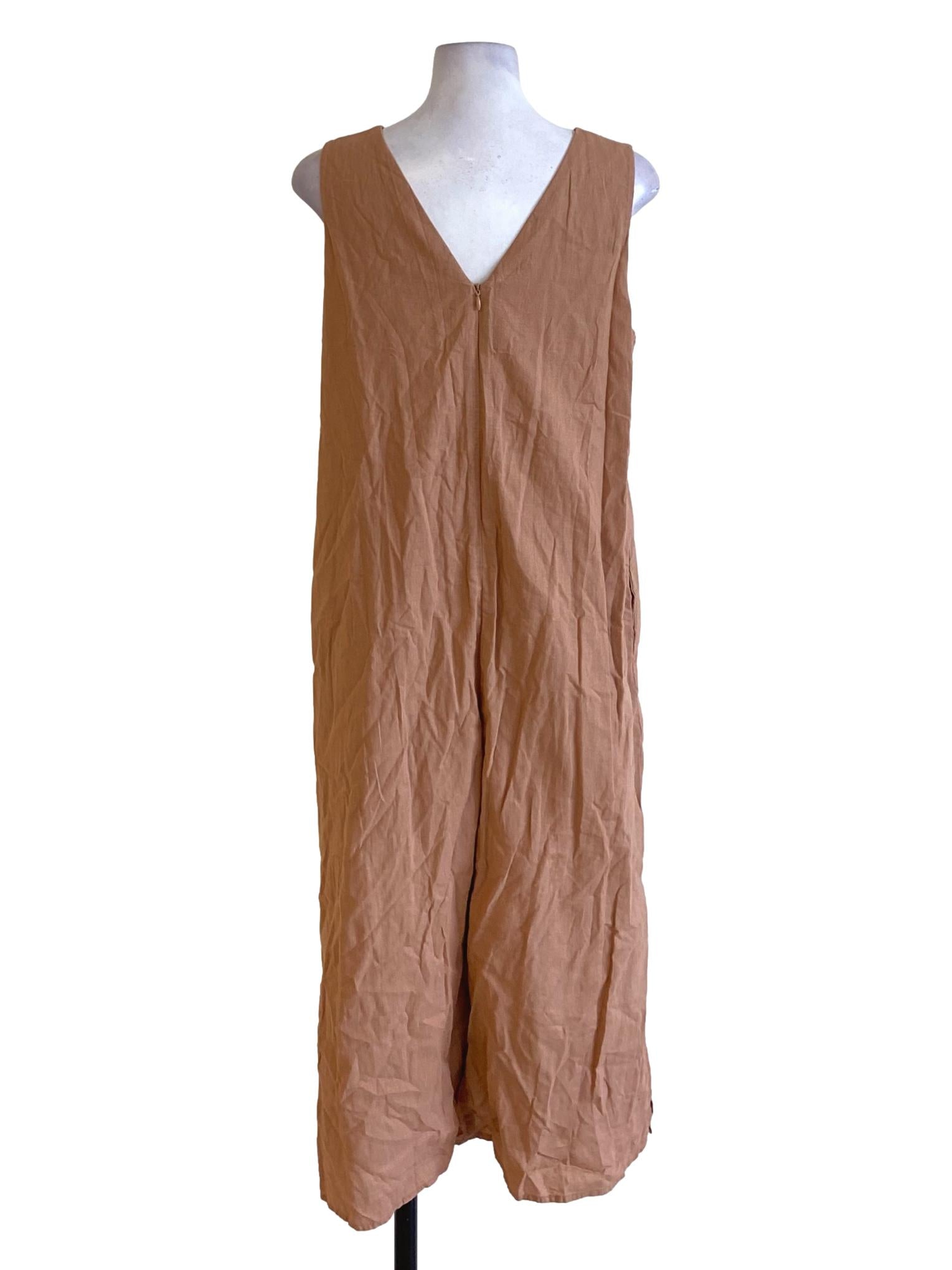 Tawny Brown Plain Round Neck Shift Dress TCL