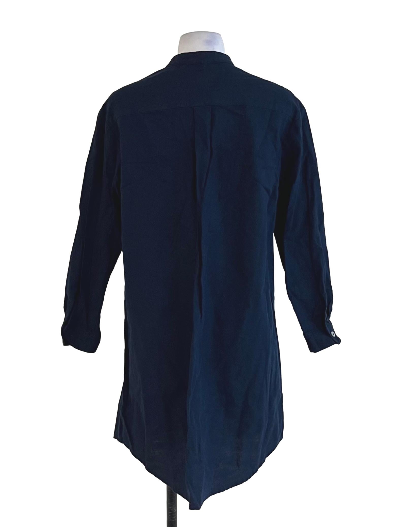 Navy Blue Jewel Neckline Empire Dress
