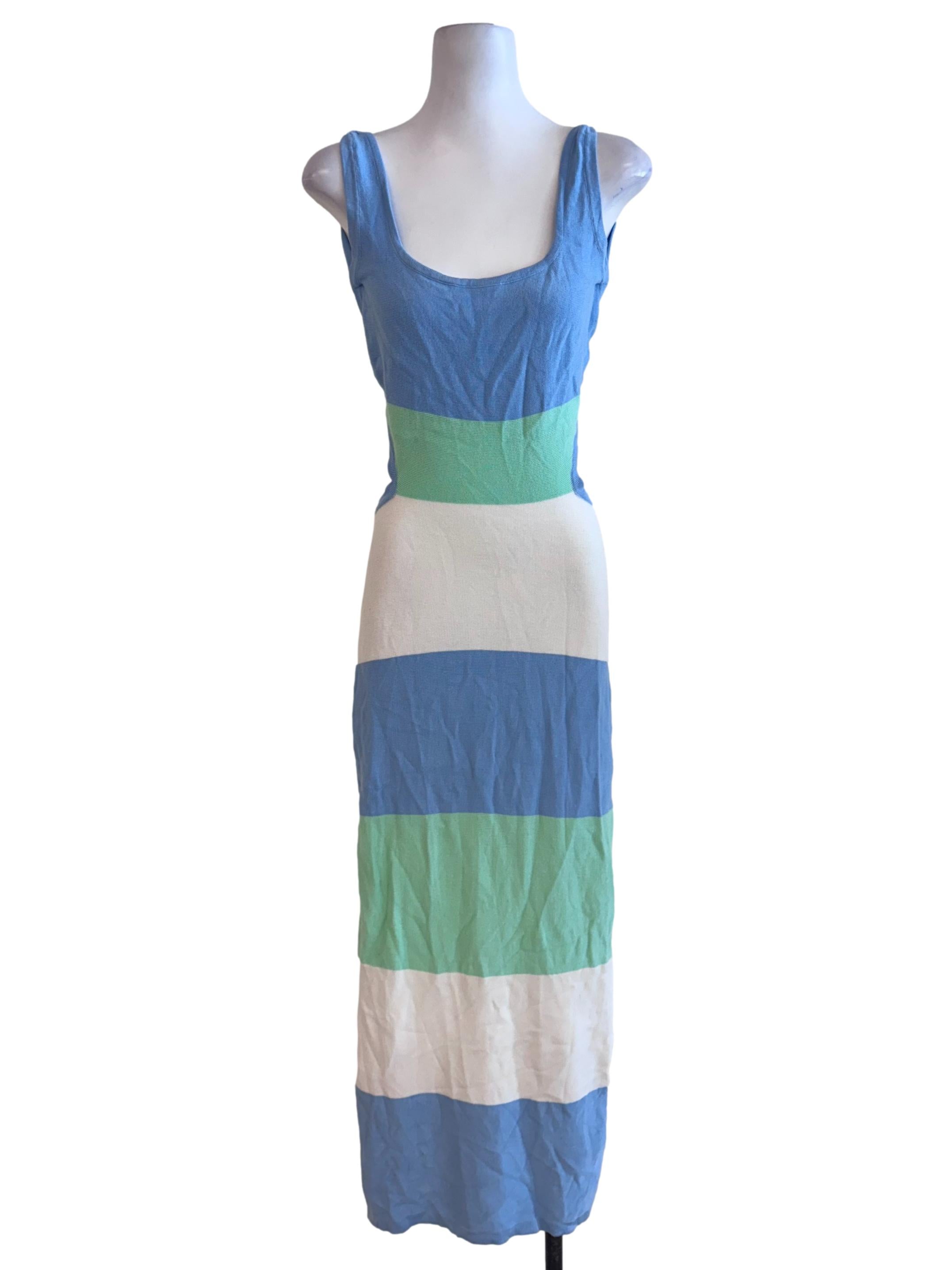 Multicolour Stripe Design Sleeveless Dress