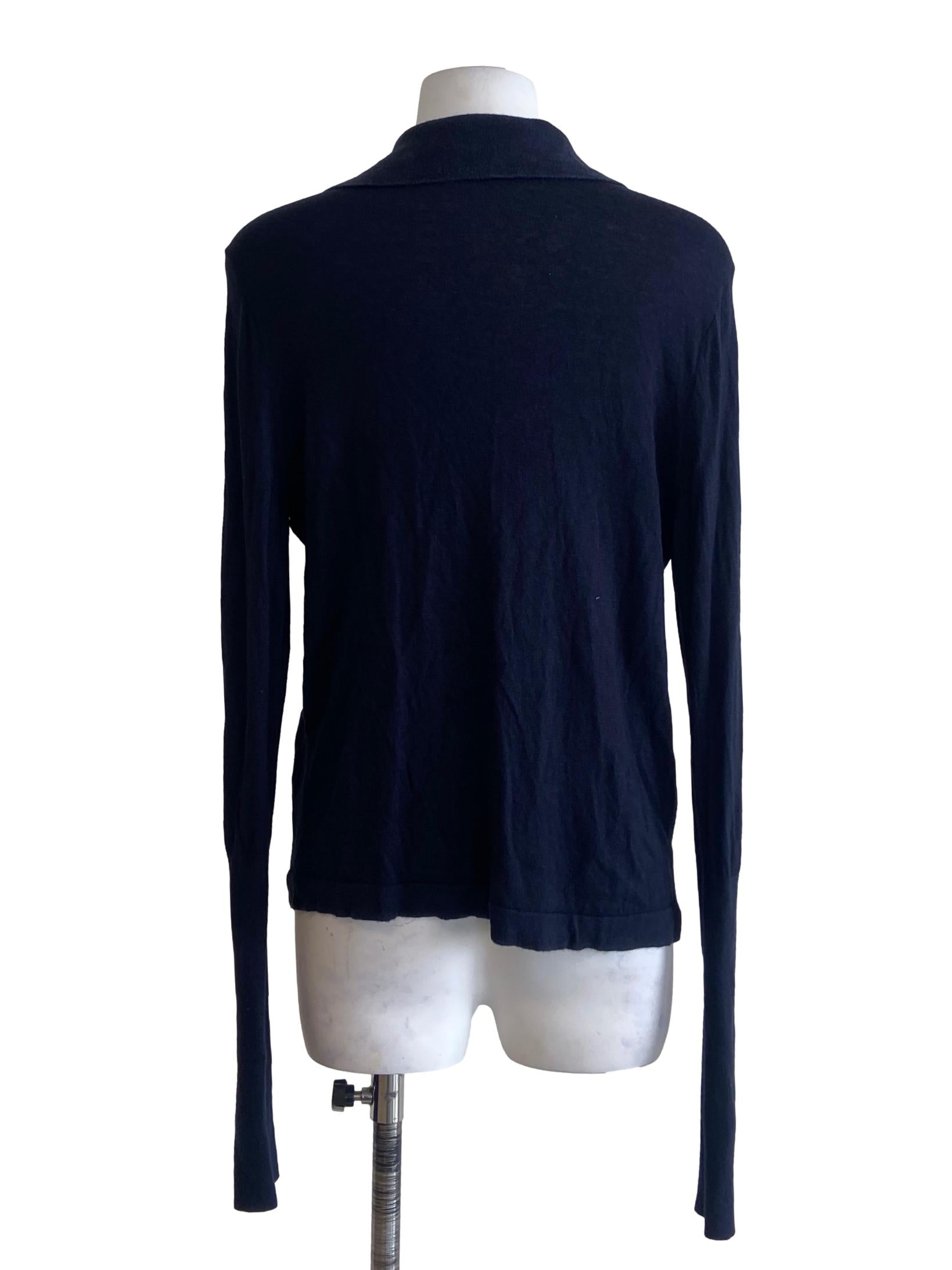 Navy Blue V-Neck Blouse