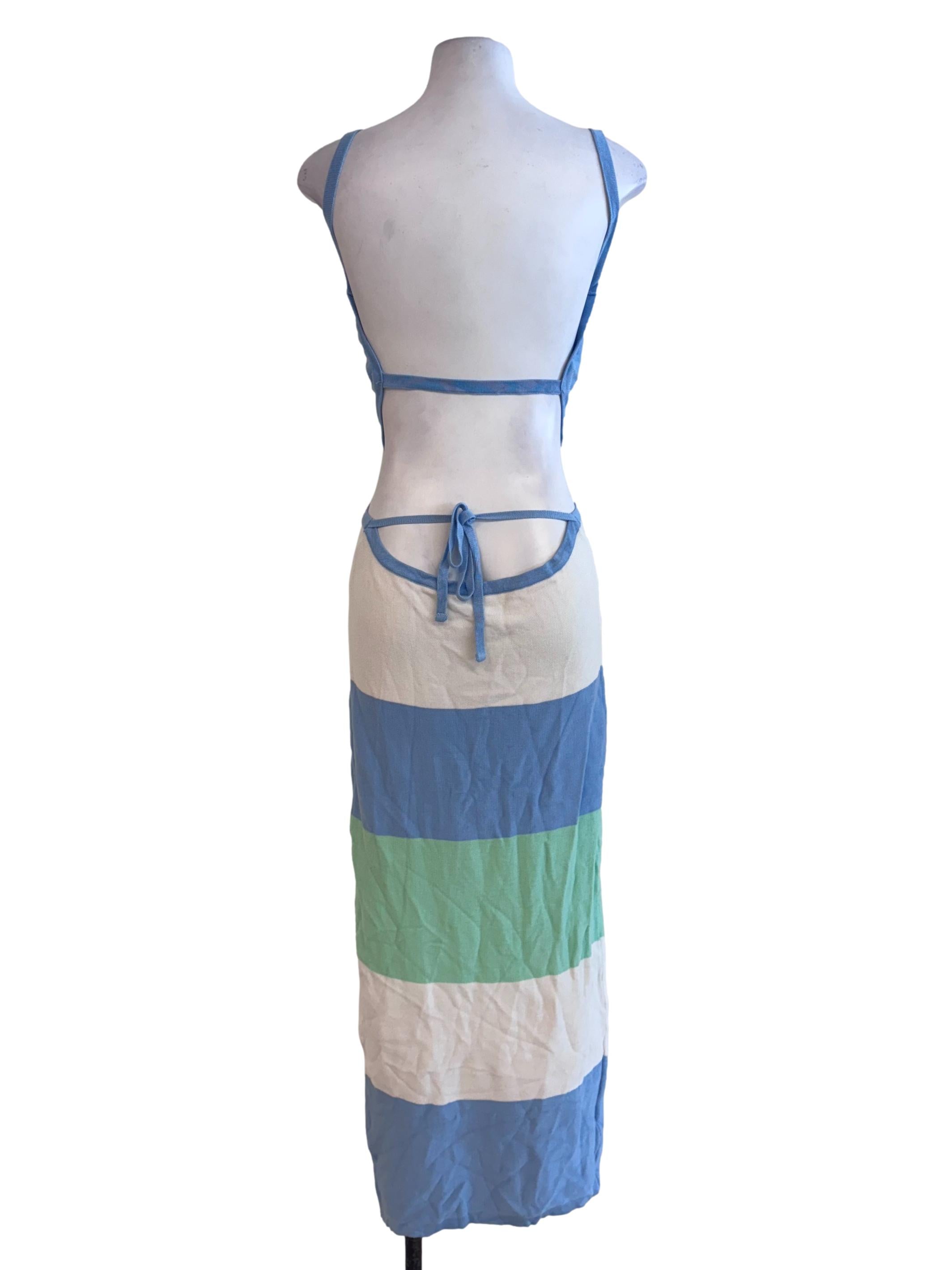 Multicolour Stripe Design Sleeveless Dress