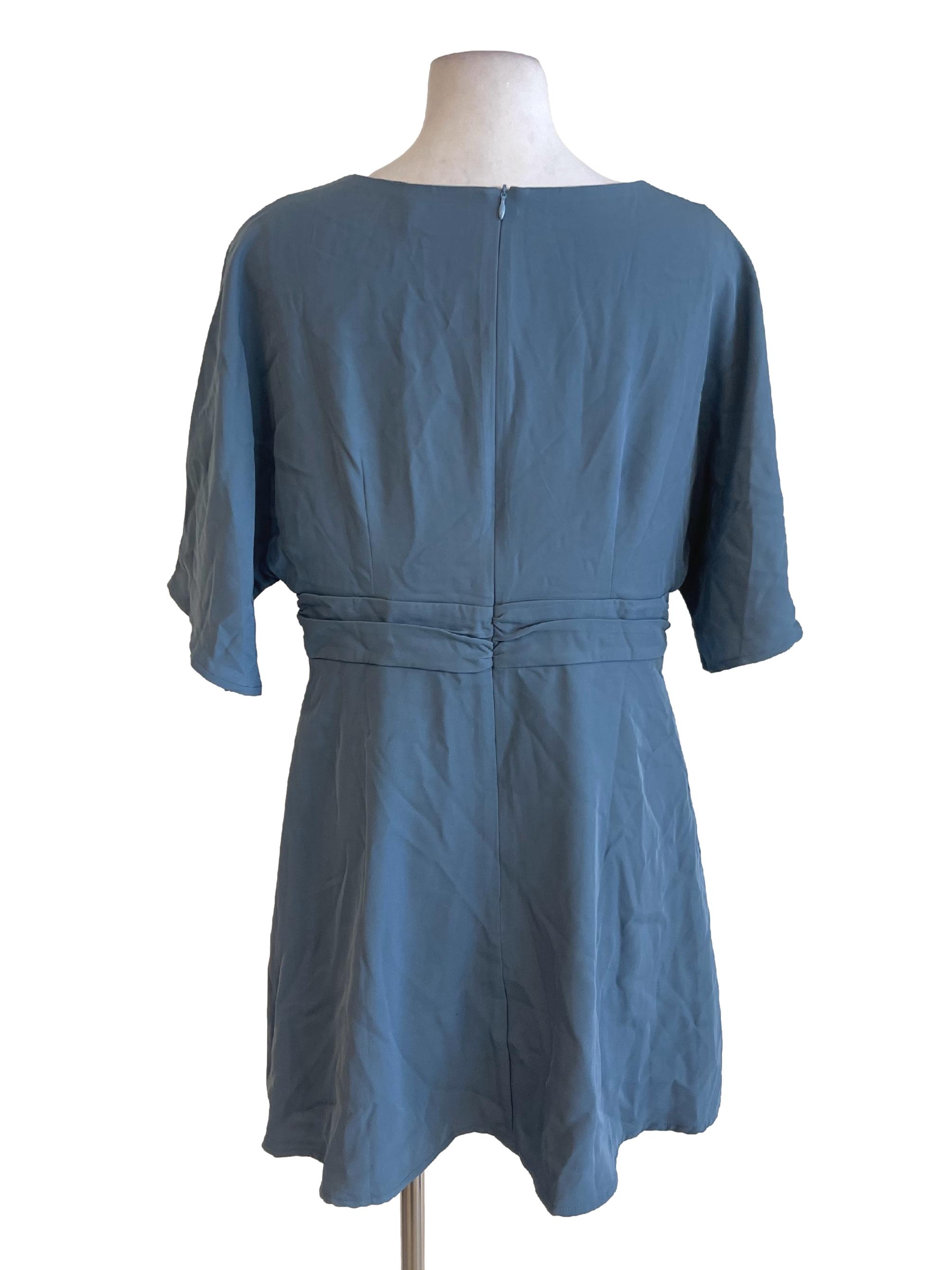 Blue Stone Wrap Bust Dress