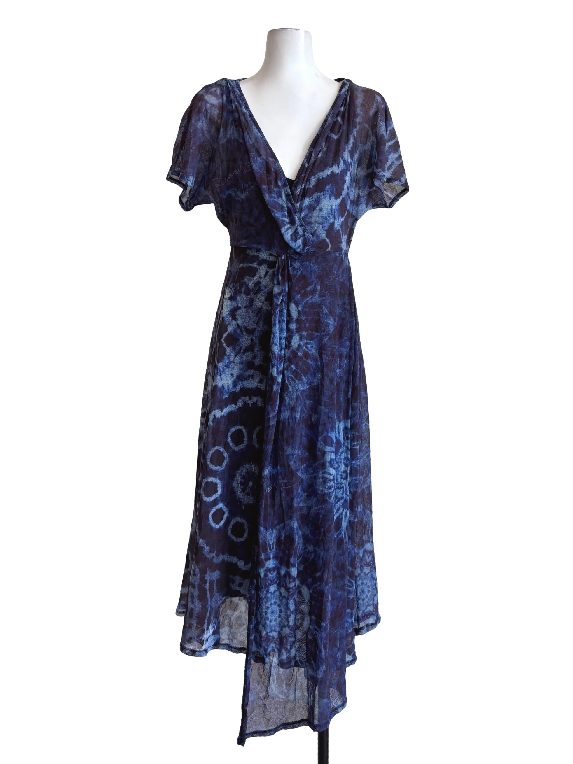 Midnight Blue Patterned Lined Dress