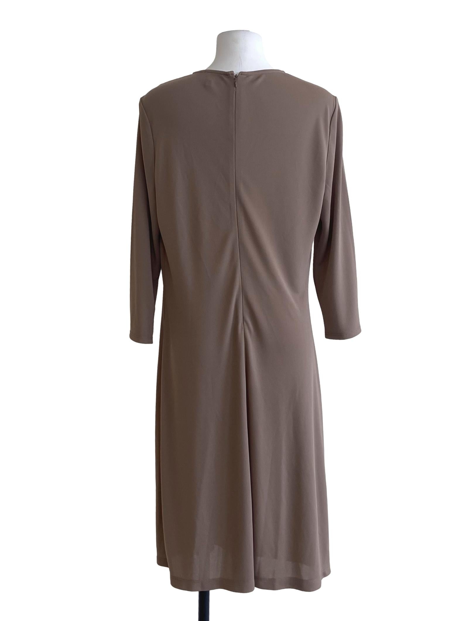 Bone Beige Twill Slit Shift Dress