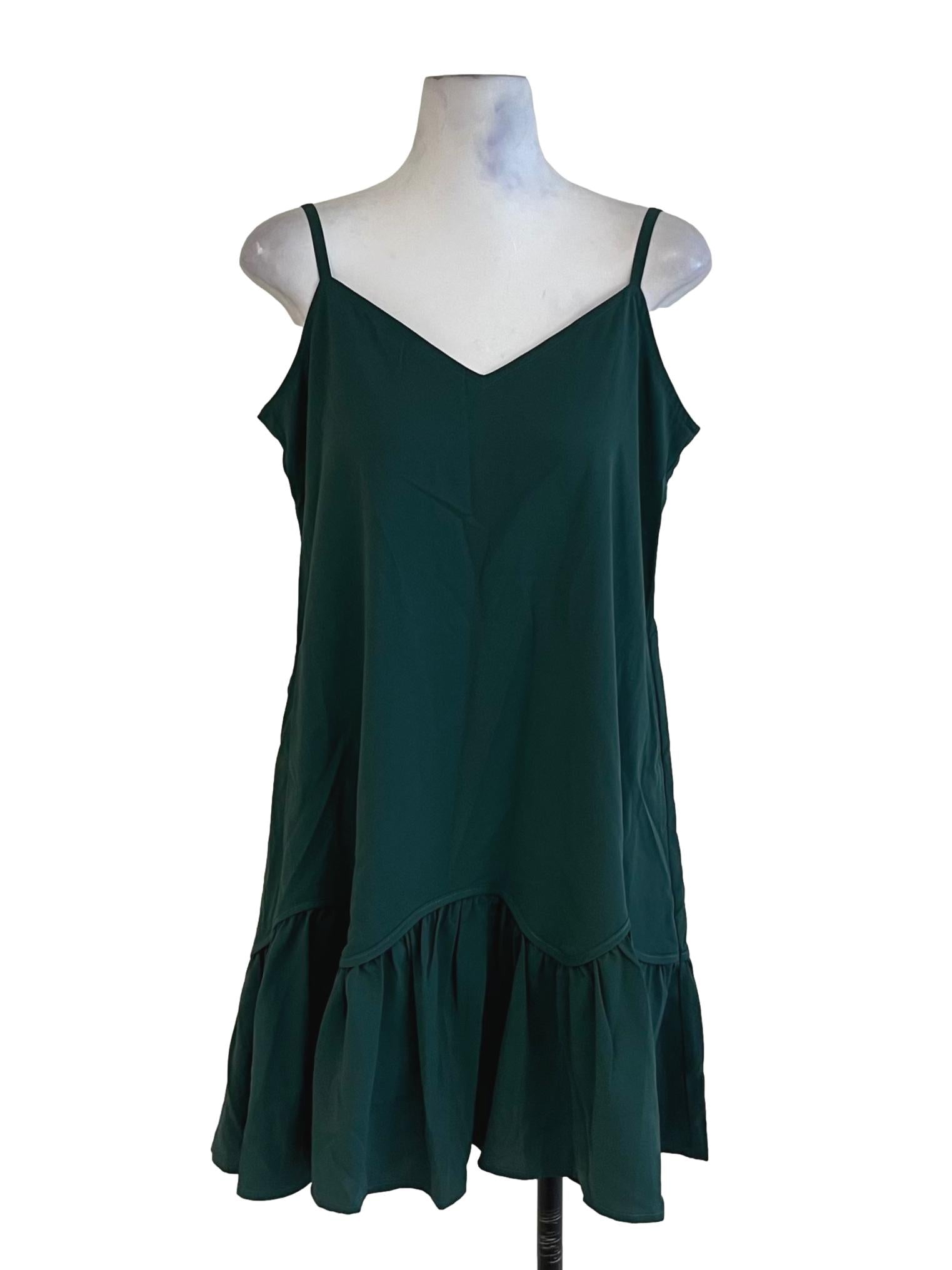 Fern Green Spaghetti Strap Shift Dress