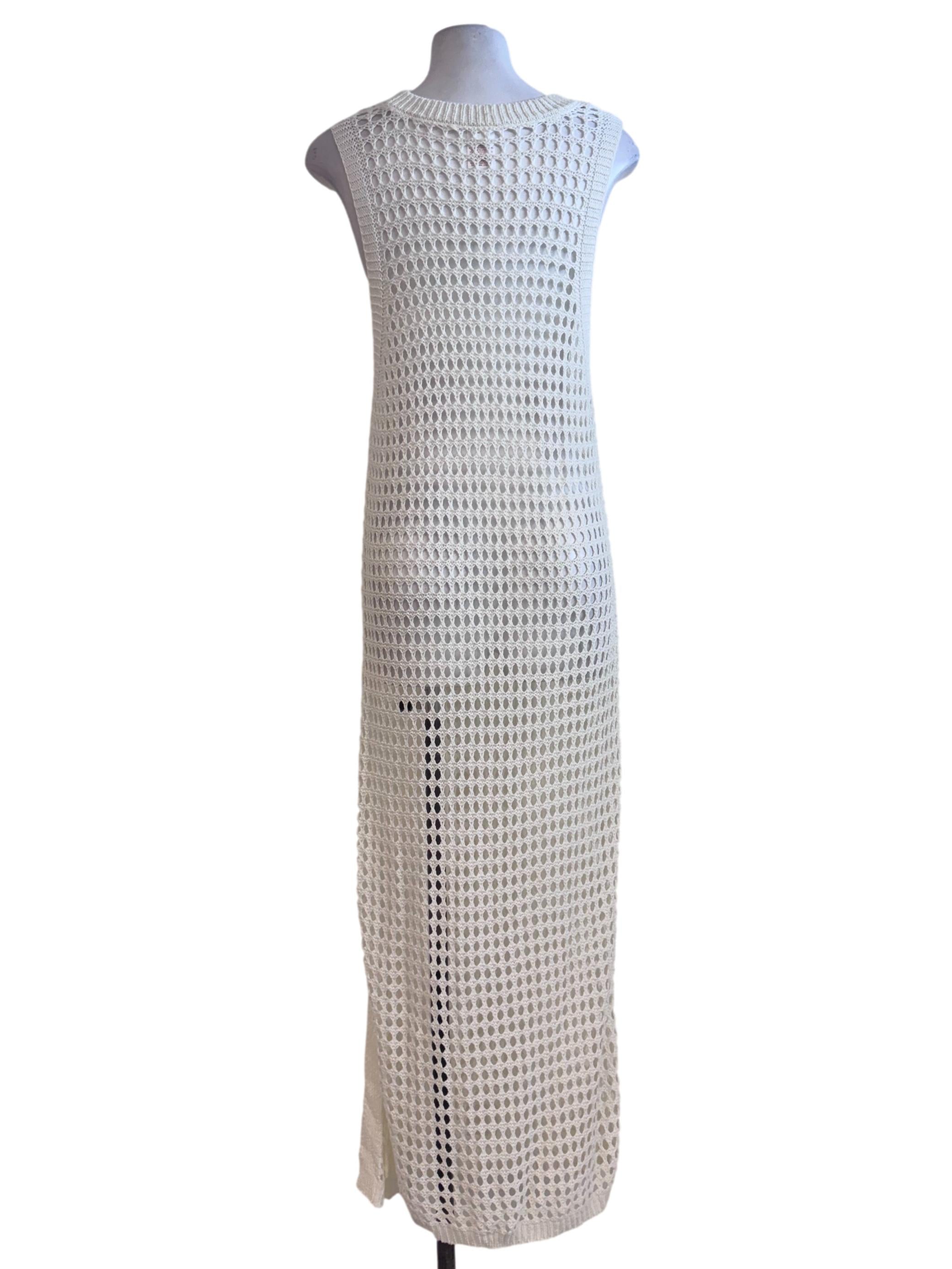 Daisy White Sleeveless Crochet Knit Dress
