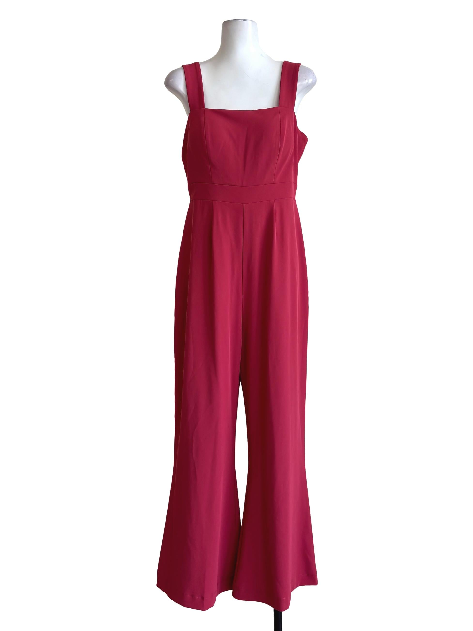 Raspberry Red Sleeveless Padded Jumpsuit